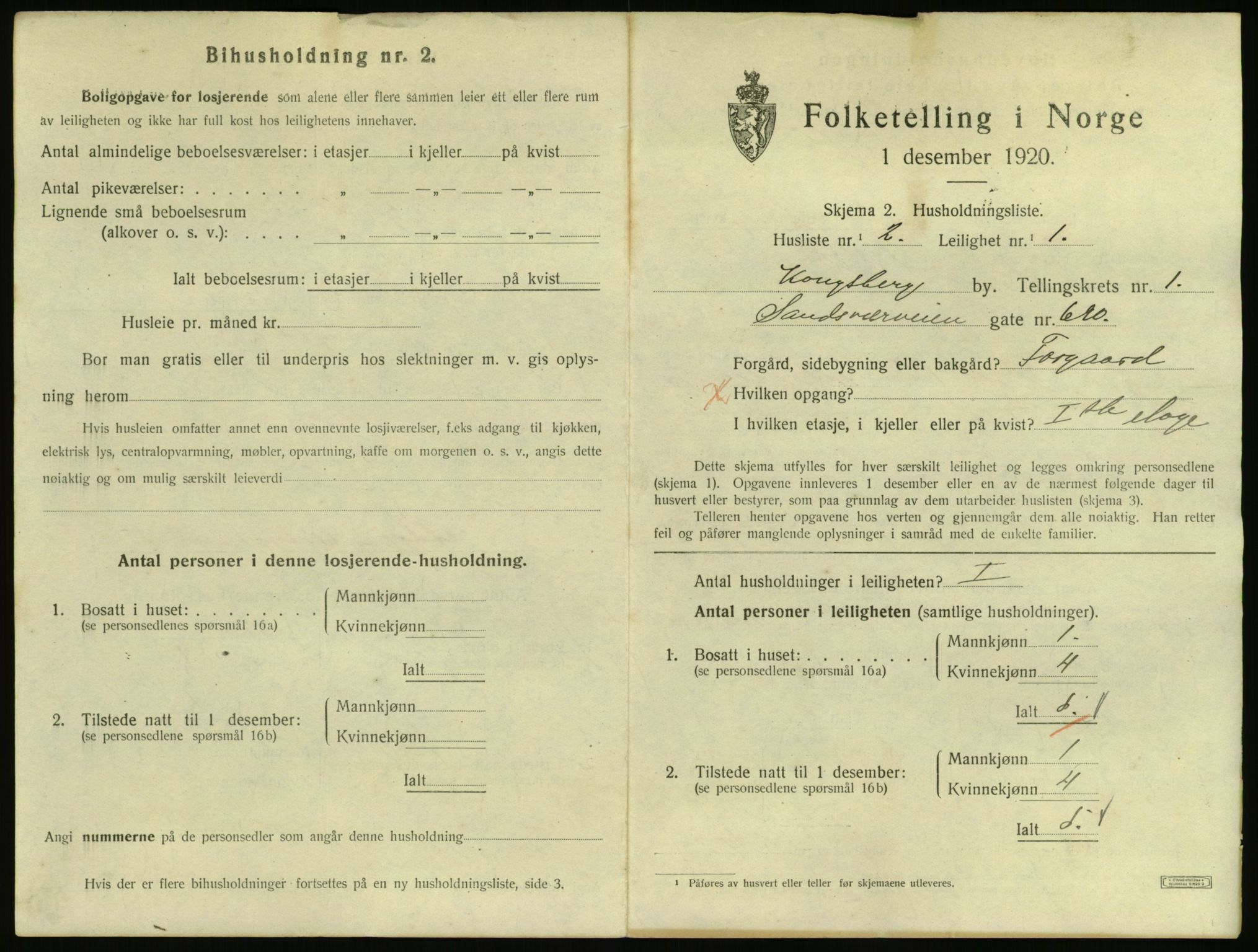 SAKO, 1920 census for Kongsberg, 1920, p. 2142