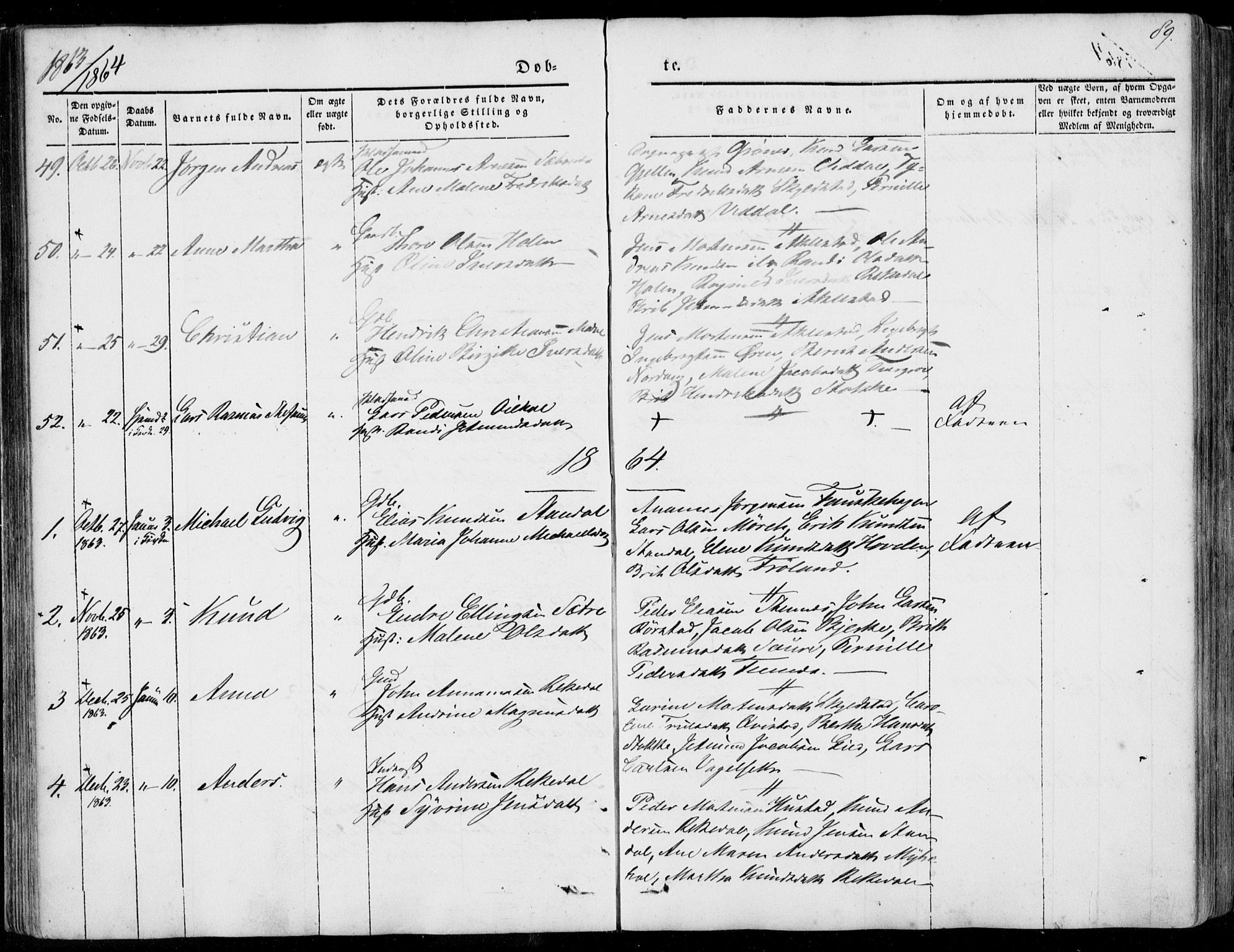 Ministerialprotokoller, klokkerbøker og fødselsregistre - Møre og Romsdal, SAT/A-1454/515/L0209: Parish register (official) no. 515A05, 1847-1868, p. 89