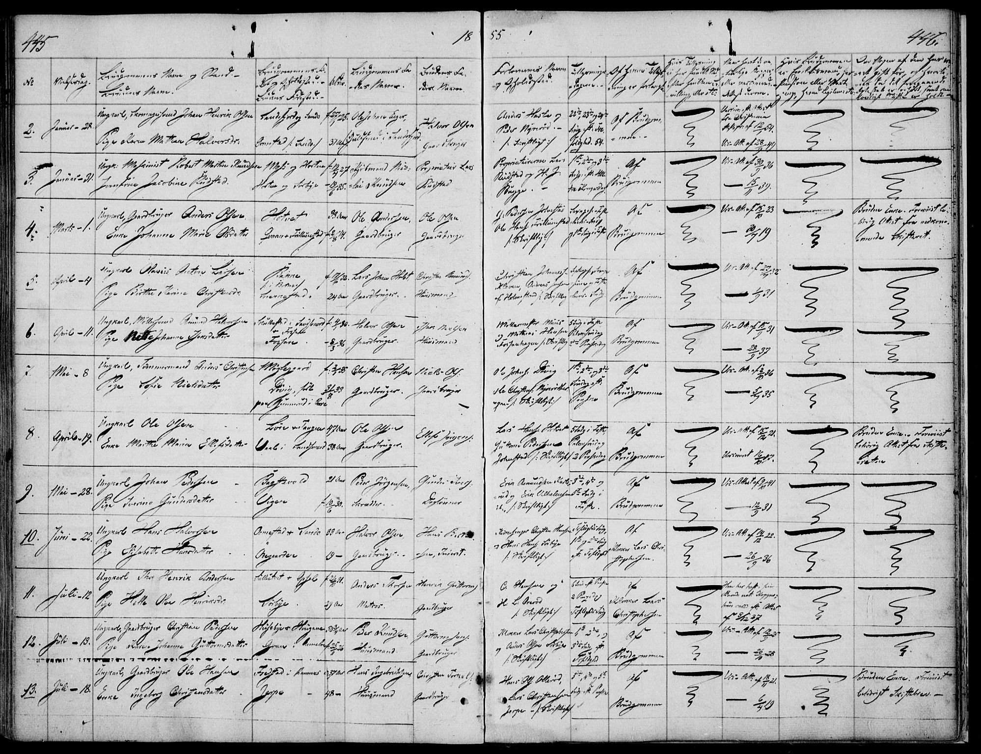 Våle kirkebøker, SAKO/A-334/F/Fa/L0009a: Parish register (official) no. I 9A, 1839-1860, p. 445-446