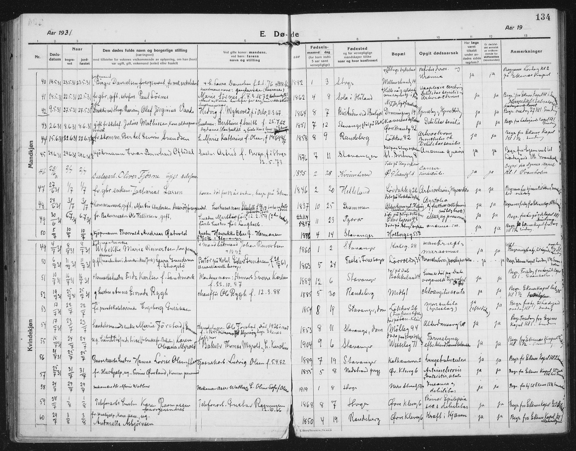 Domkirken sokneprestkontor, AV/SAST-A-101812/002/A/L0017: Parish register (official) no. A 36, 1917-1938, p. 134