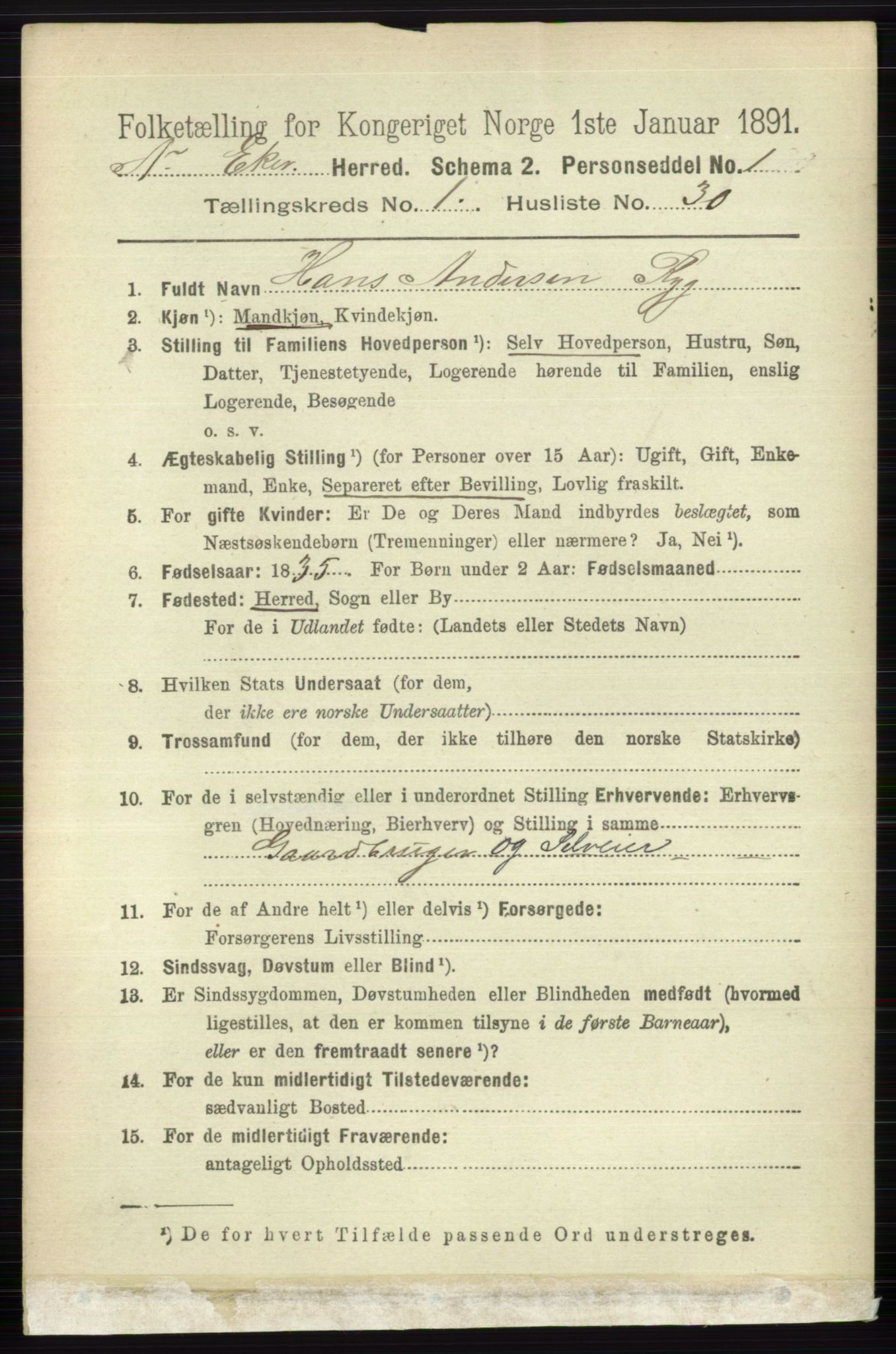 RA, 1891 census for 0625 Nedre Eiker, 1891, p. 242