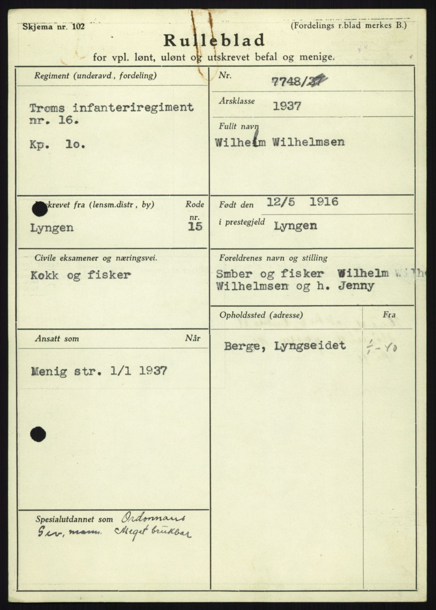 Forsvaret, Troms infanteriregiment nr. 16, AV/RA-RAFA-3146/P/Pa/L0021: Rulleblad for regimentets menige mannskaper, årsklasse 1937, 1937, p. 1211