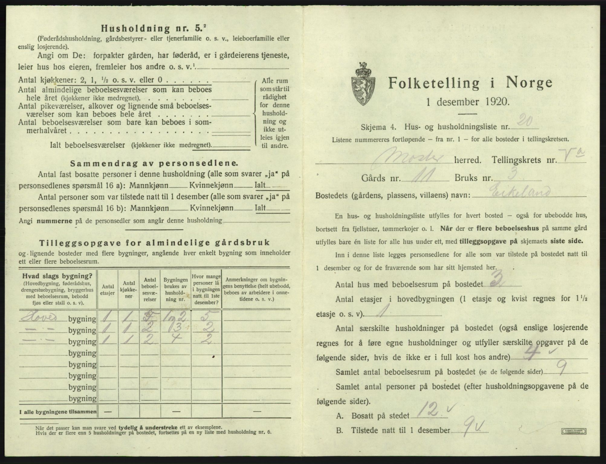 SAB, 1920 census for Moster, 1920, p. 264