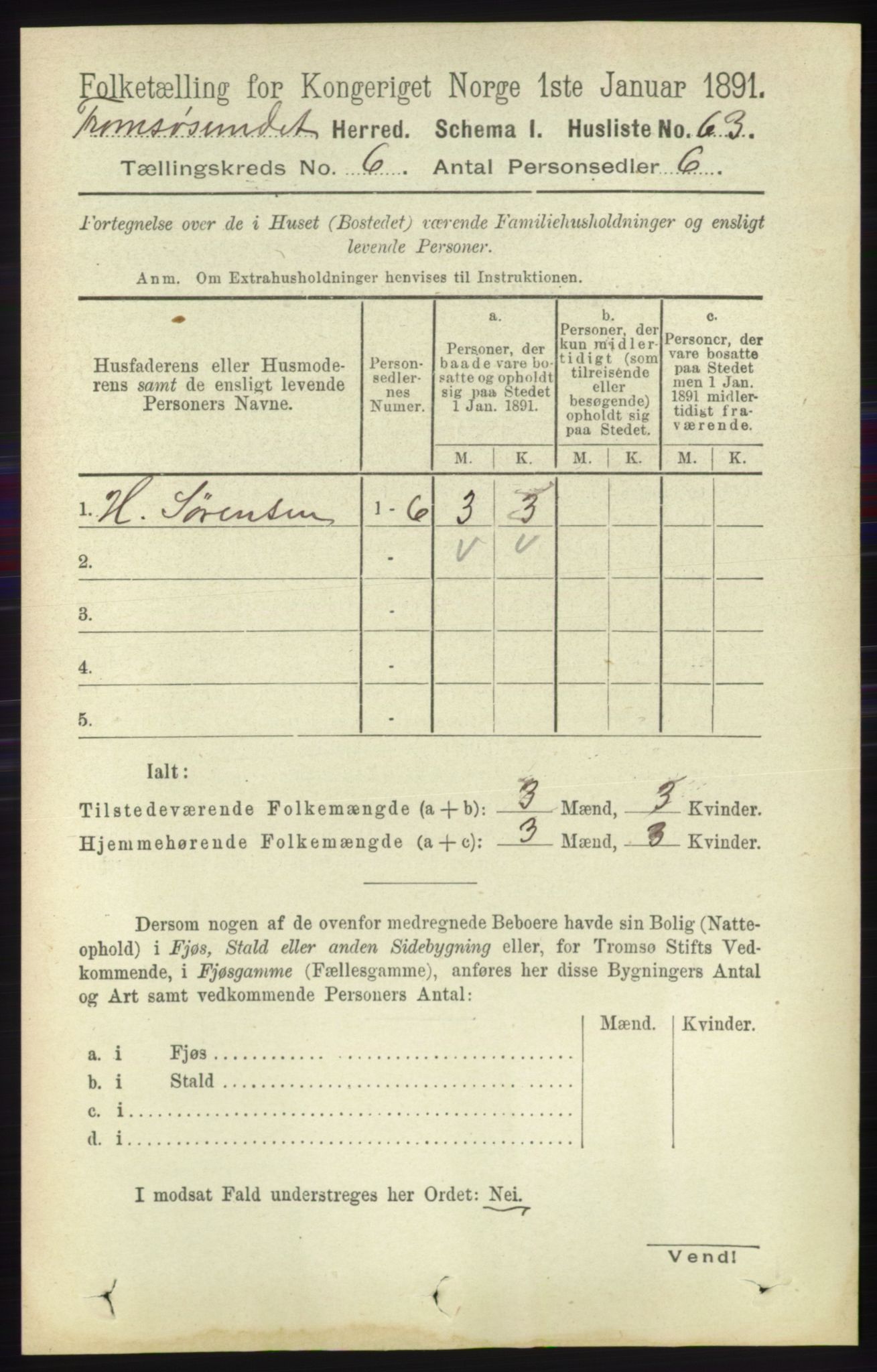 RA, 1891 census for 1934 Tromsøysund, 1891, p. 2978