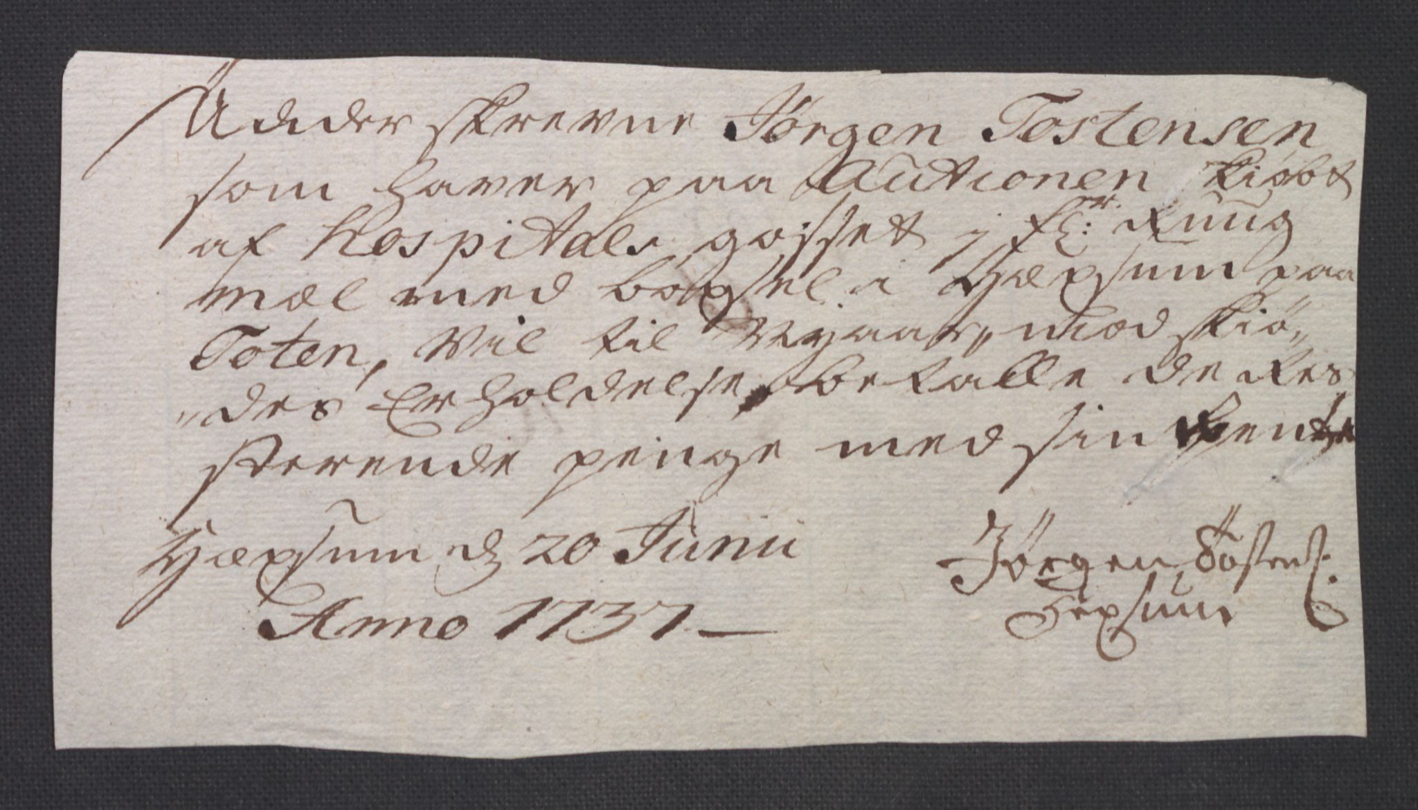 Oslo stiftsdireksjon, AV/SAO-A-11085/K/Kb/L0004/0001: Oslo Hospital / Auksjoner over Hospitalets eiendommer: Korrespondanse, 1737, p. 78