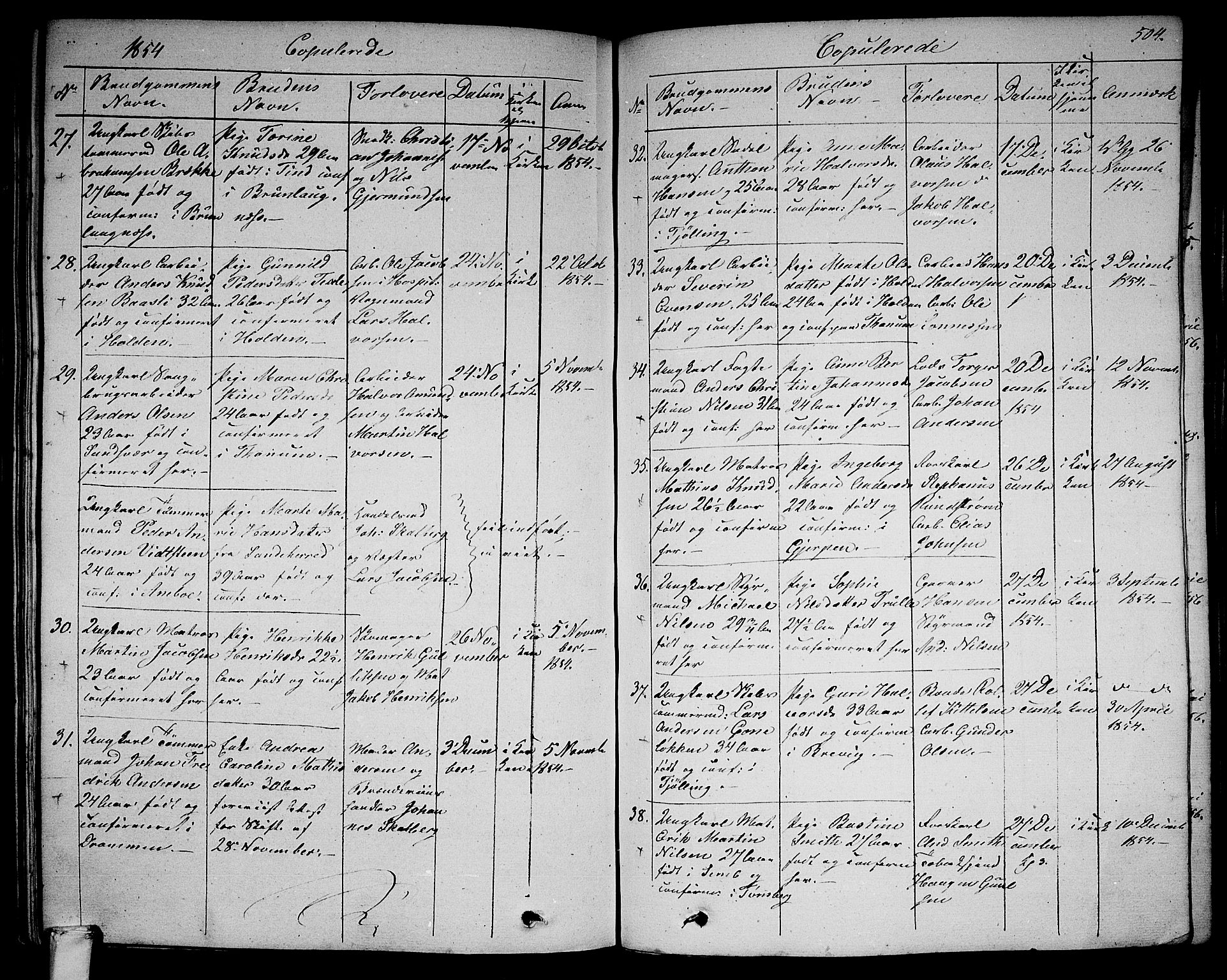 Larvik kirkebøker, SAKO/A-352/G/Ga/L0003b: Parish register (copy) no. I 3B, 1830-1870, p. 504