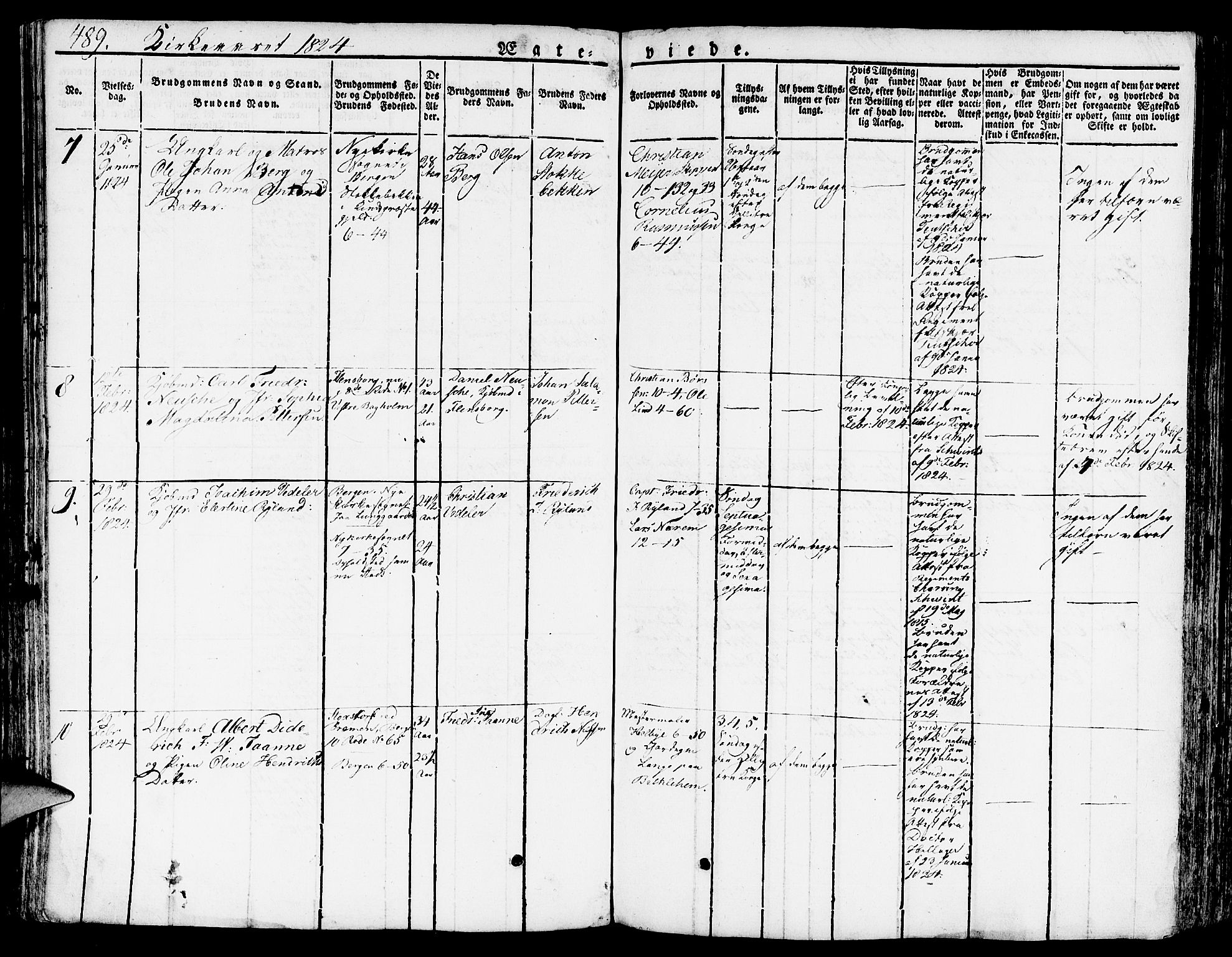 Nykirken Sokneprestembete, SAB/A-77101/H/Hab: Parish register (copy) no. A 5II, 1821-1843, p. 489