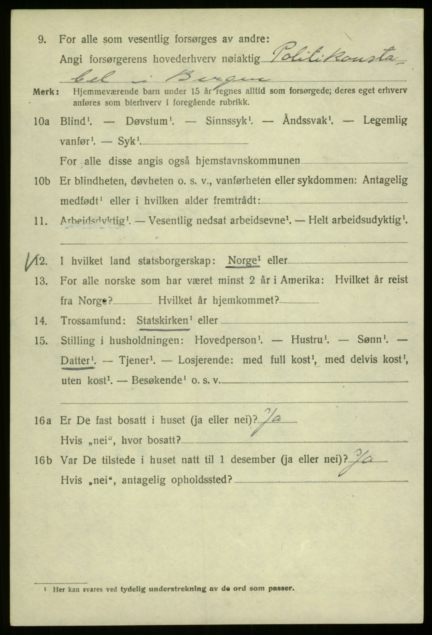 SAB, 1920 census for Bergen, 1920, p. 118420