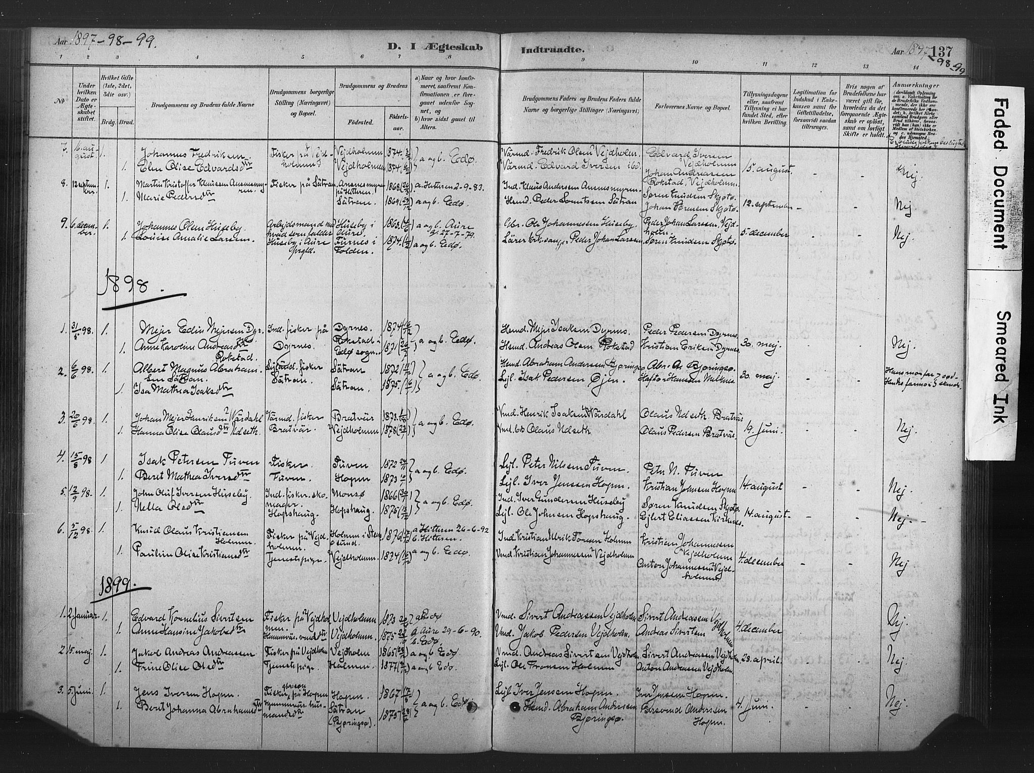 Ministerialprotokoller, klokkerbøker og fødselsregistre - Møre og Romsdal, AV/SAT-A-1454/583/L0954: Parish register (official) no. 583A01, 1880-1906, p. 137