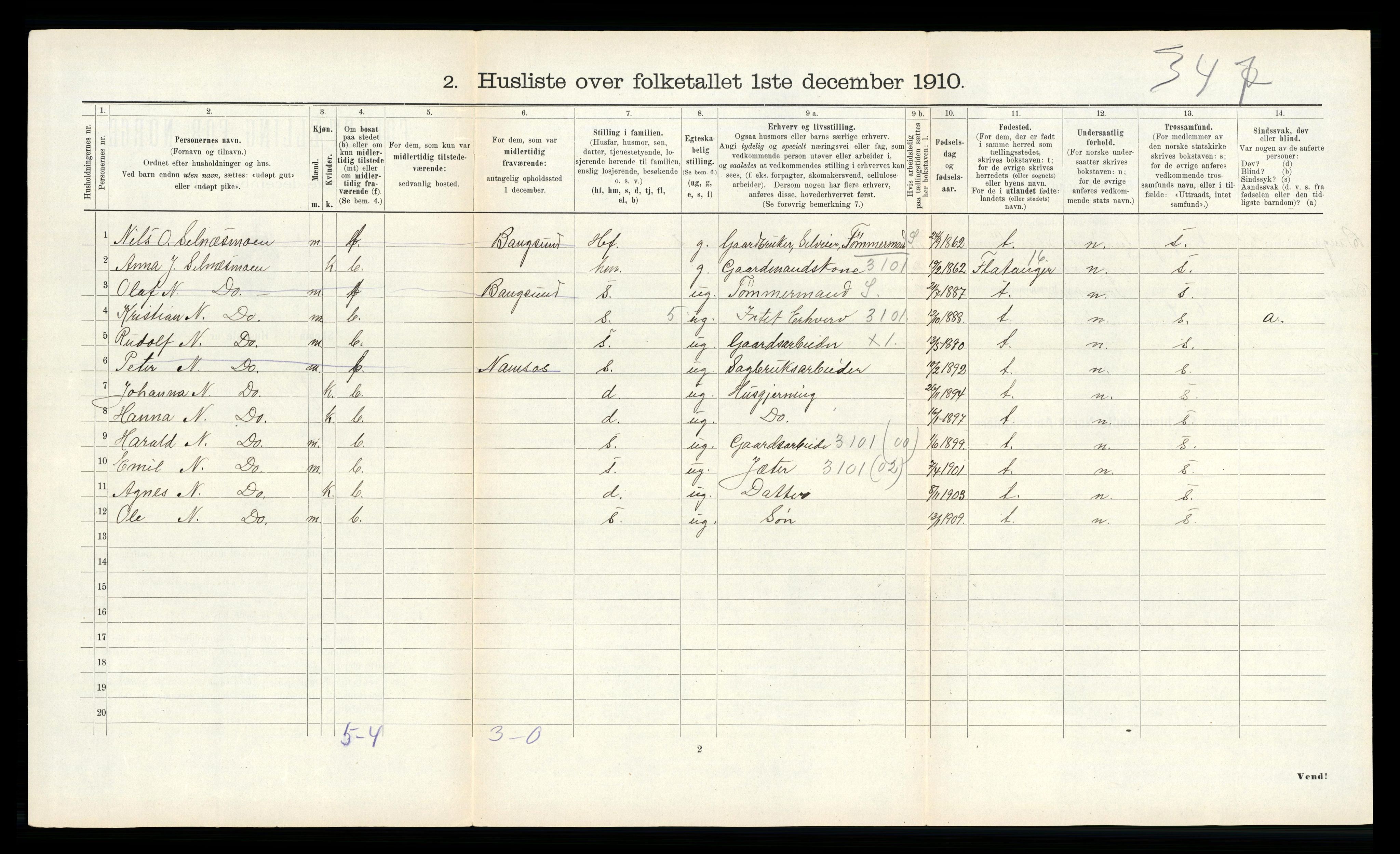 RA, 1910 census for Klinga, 1910, p. 178