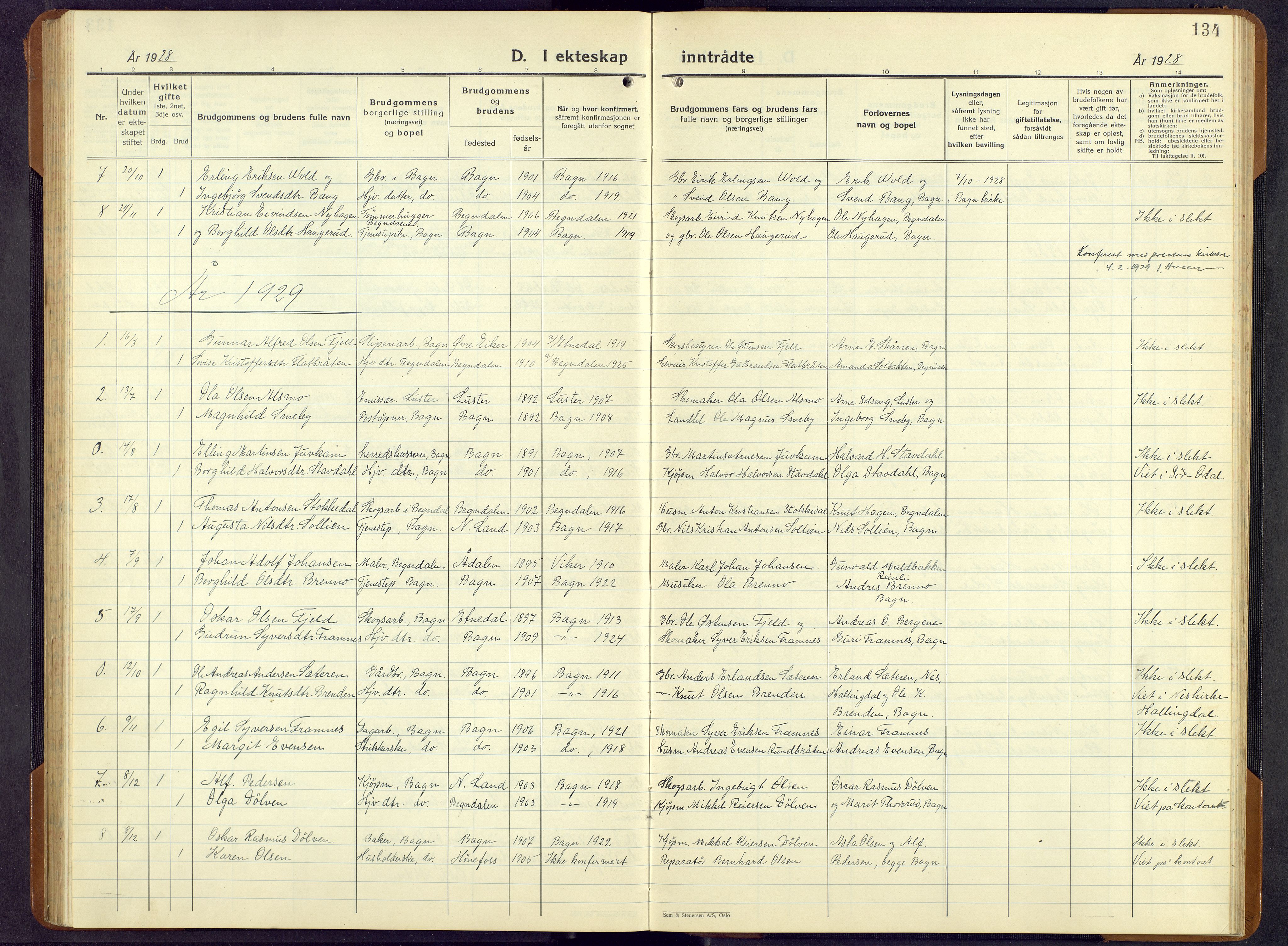 Sør-Aurdal prestekontor, SAH/PREST-128/H/Ha/Hab/L0011: Parish register (copy) no. 11, 1922-1950, p. 134