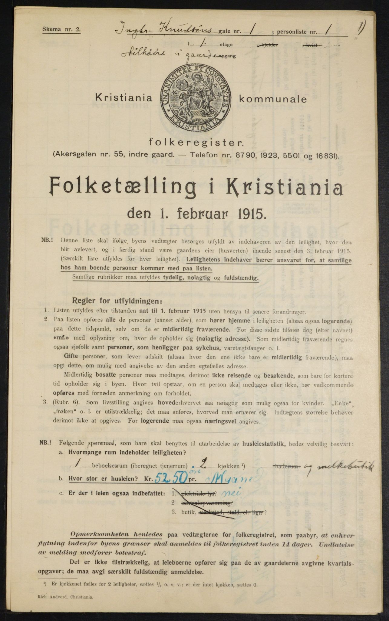 OBA, Municipal Census 1915 for Kristiania, 1915, p. 43310