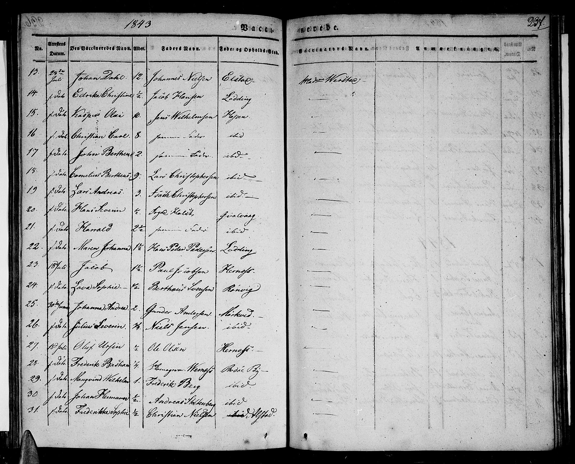 Ministerialprotokoller, klokkerbøker og fødselsregistre - Nordland, AV/SAT-A-1459/801/L0006: Parish register (official) no. 801A06, 1834-1845, p. 237