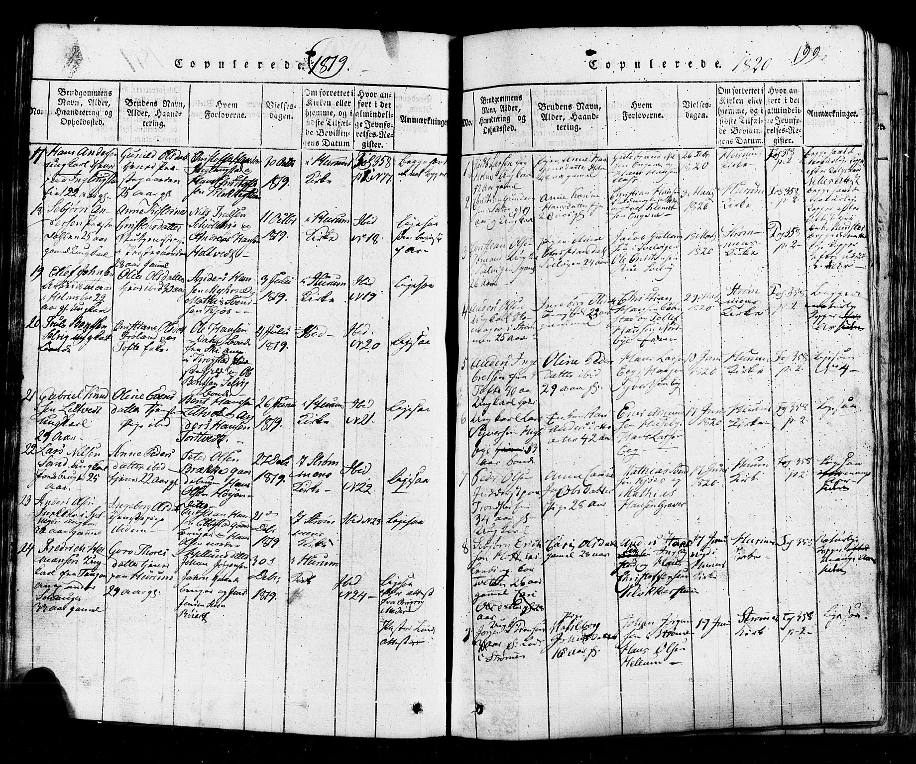 Hurum kirkebøker, SAKO/A-229/G/Ga/L0001: Parish register (copy) no. I 1, 1816-1826, p. 199