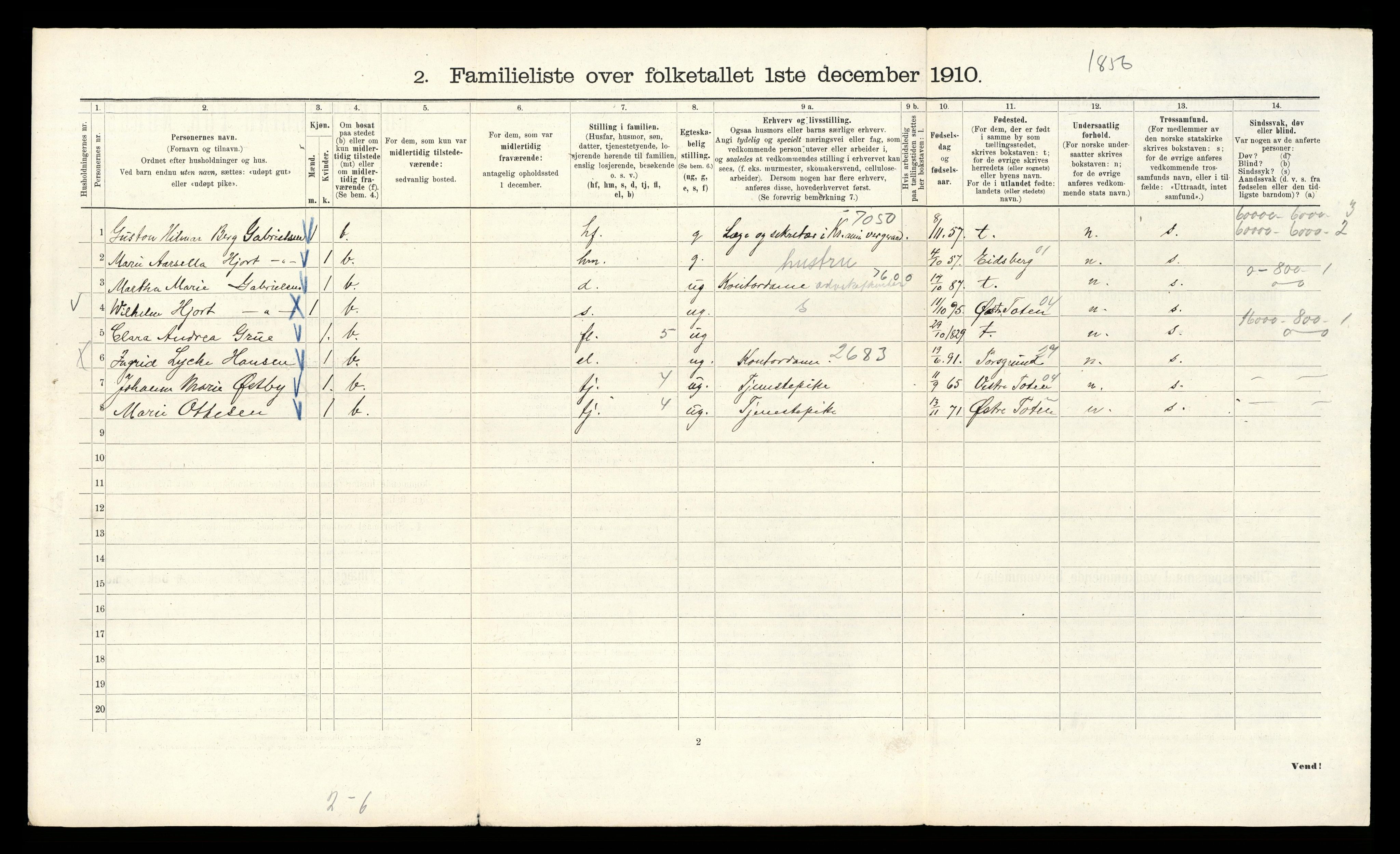 RA, 1910 census for Kristiania, 1910, p. 63500