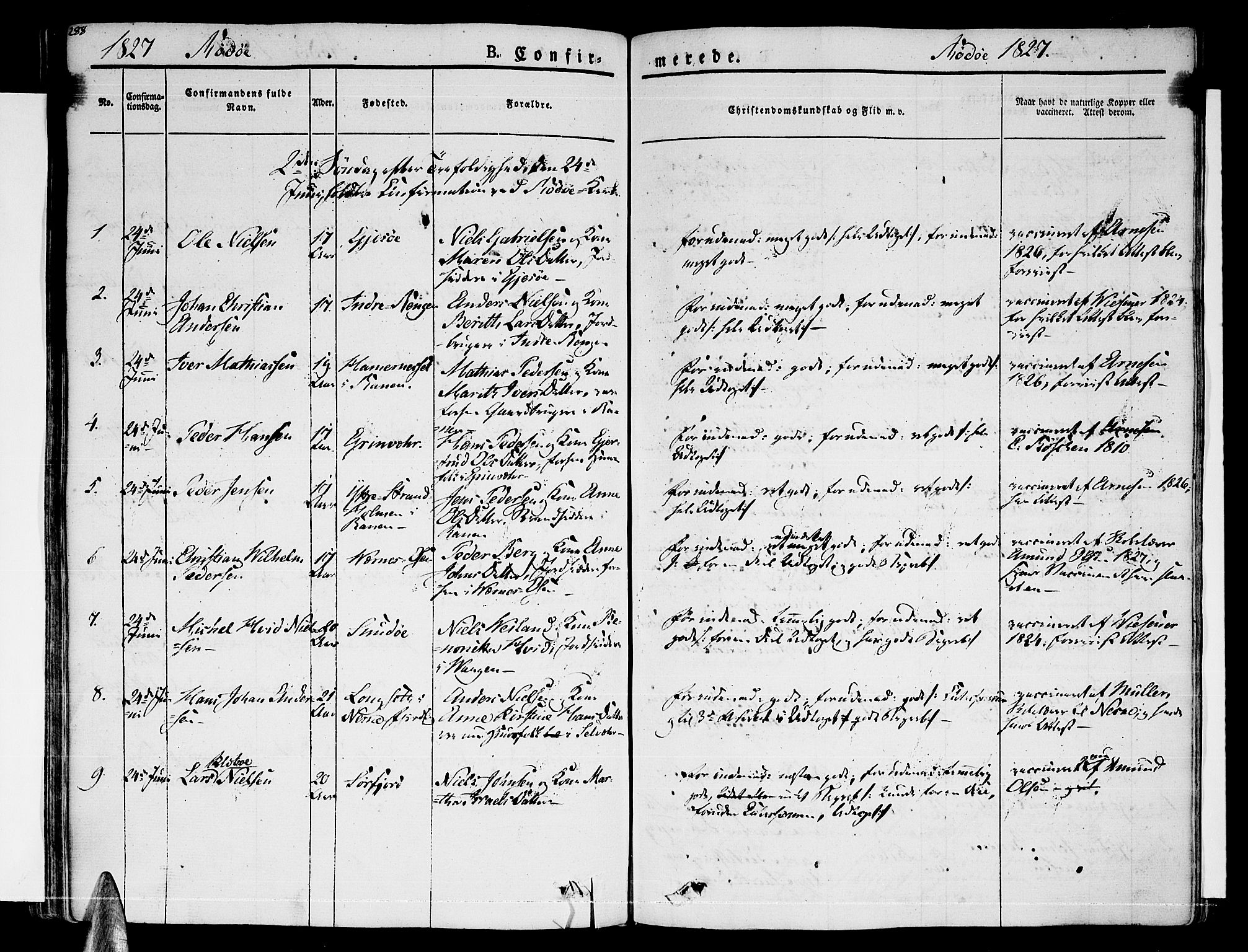 Ministerialprotokoller, klokkerbøker og fødselsregistre - Nordland, AV/SAT-A-1459/841/L0598: Parish register (official) no. 841A06 /1, 1825-1844, p. 288