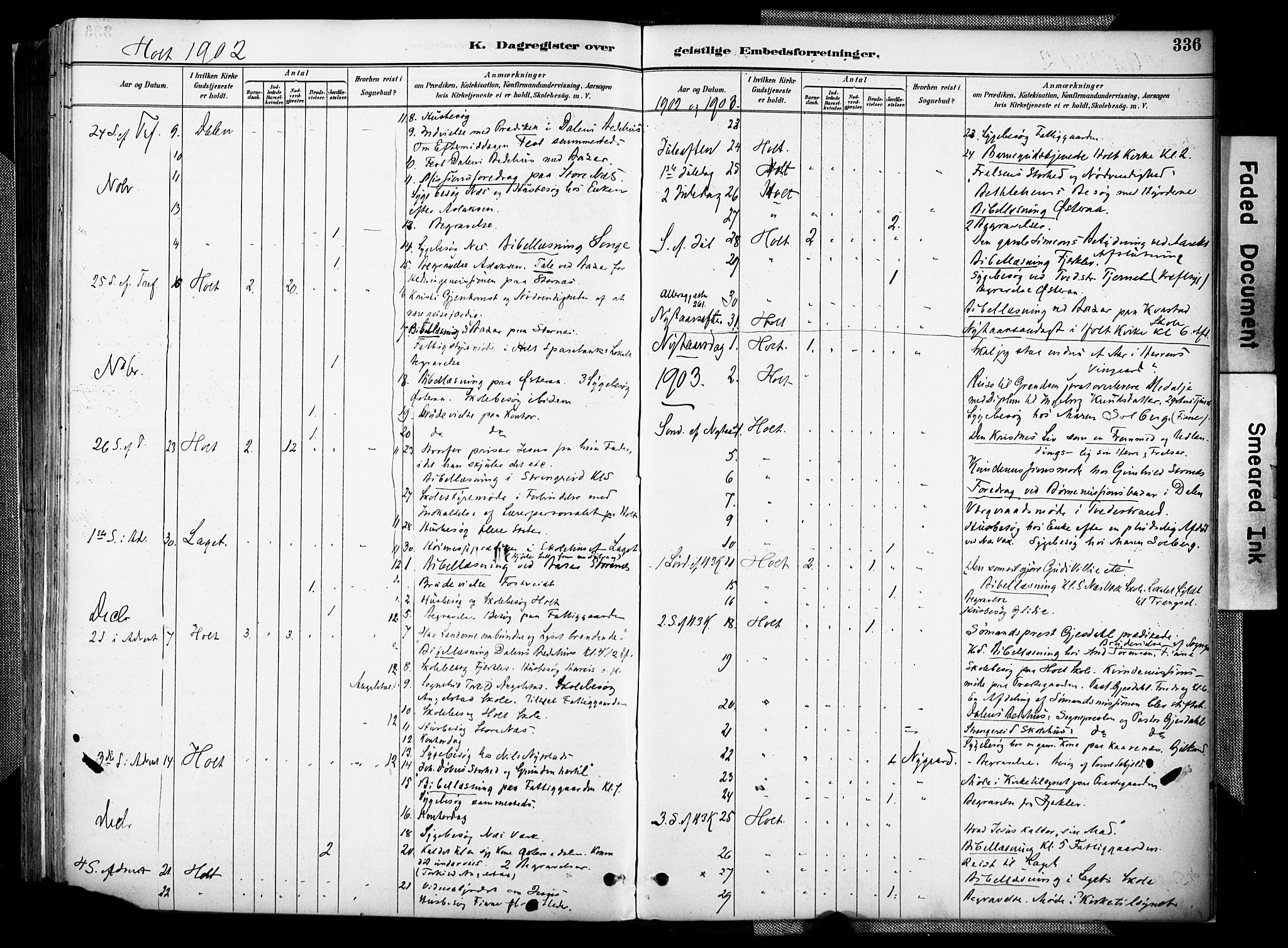 Holt sokneprestkontor, AV/SAK-1111-0021/F/Fa/L0012: Parish register (official) no. A 12, 1885-1907, p. 336