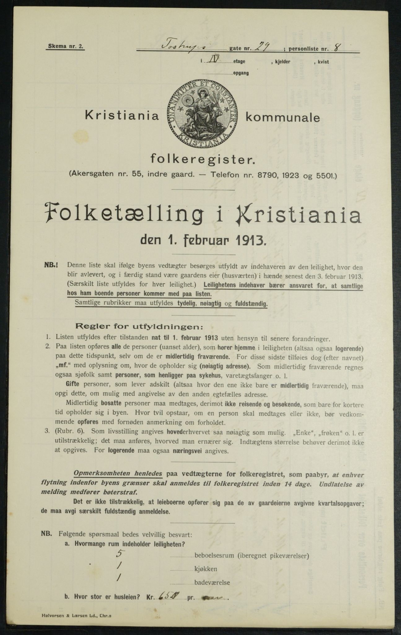 OBA, Municipal Census 1913 for Kristiania, 1913, p. 115289