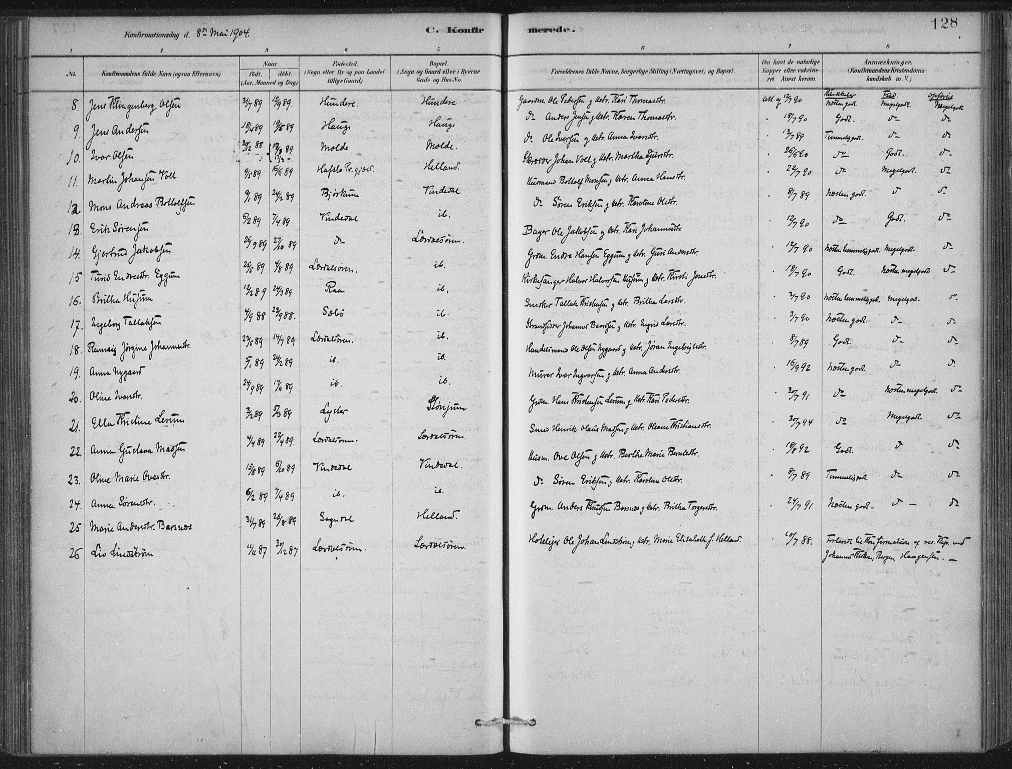 Lærdal sokneprestembete, SAB/A-81201: Parish register (official) no. D  1, 1878-1908, p. 128