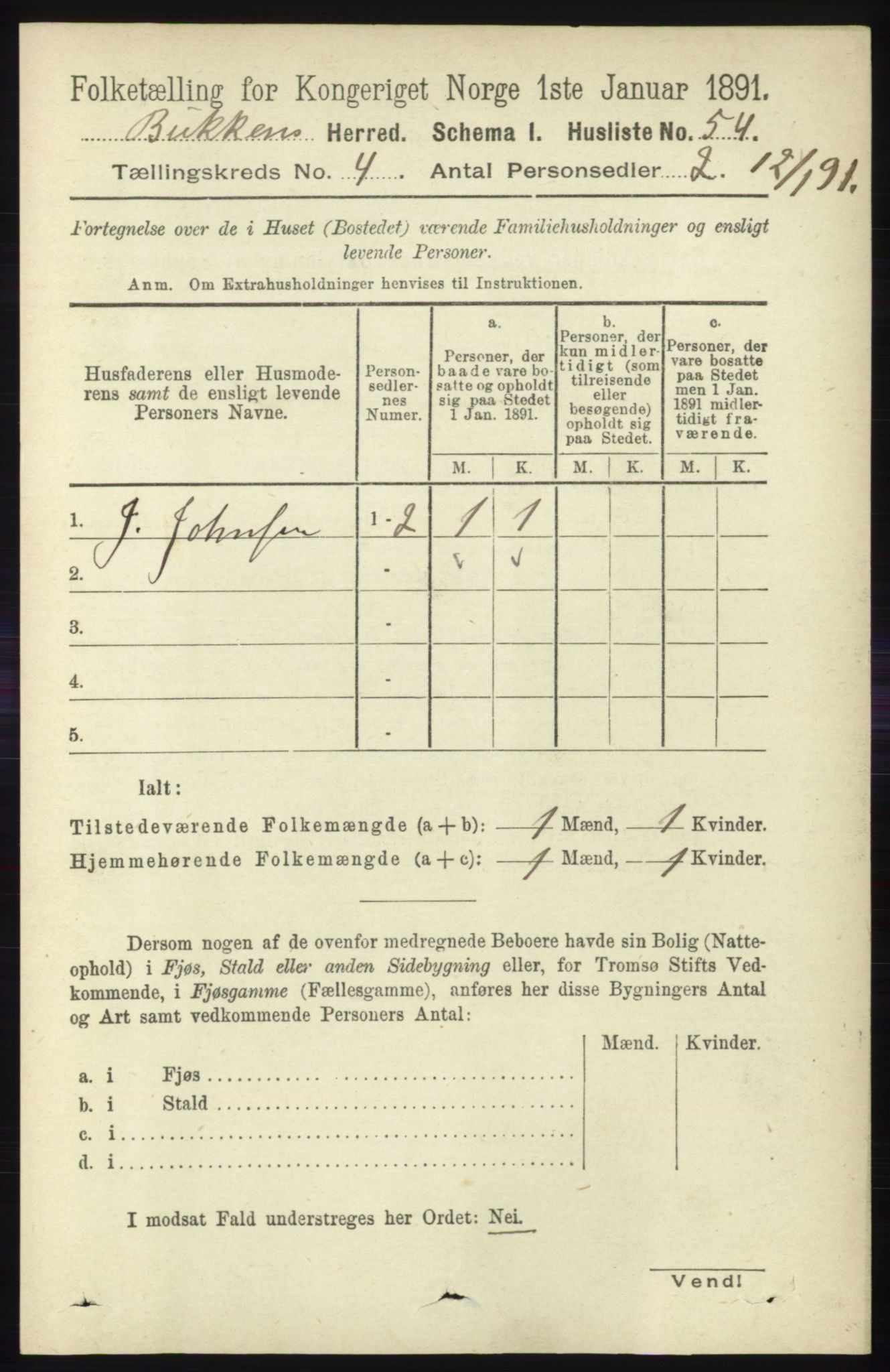 RA, 1891 census for 1145 Bokn, 1891, p. 862