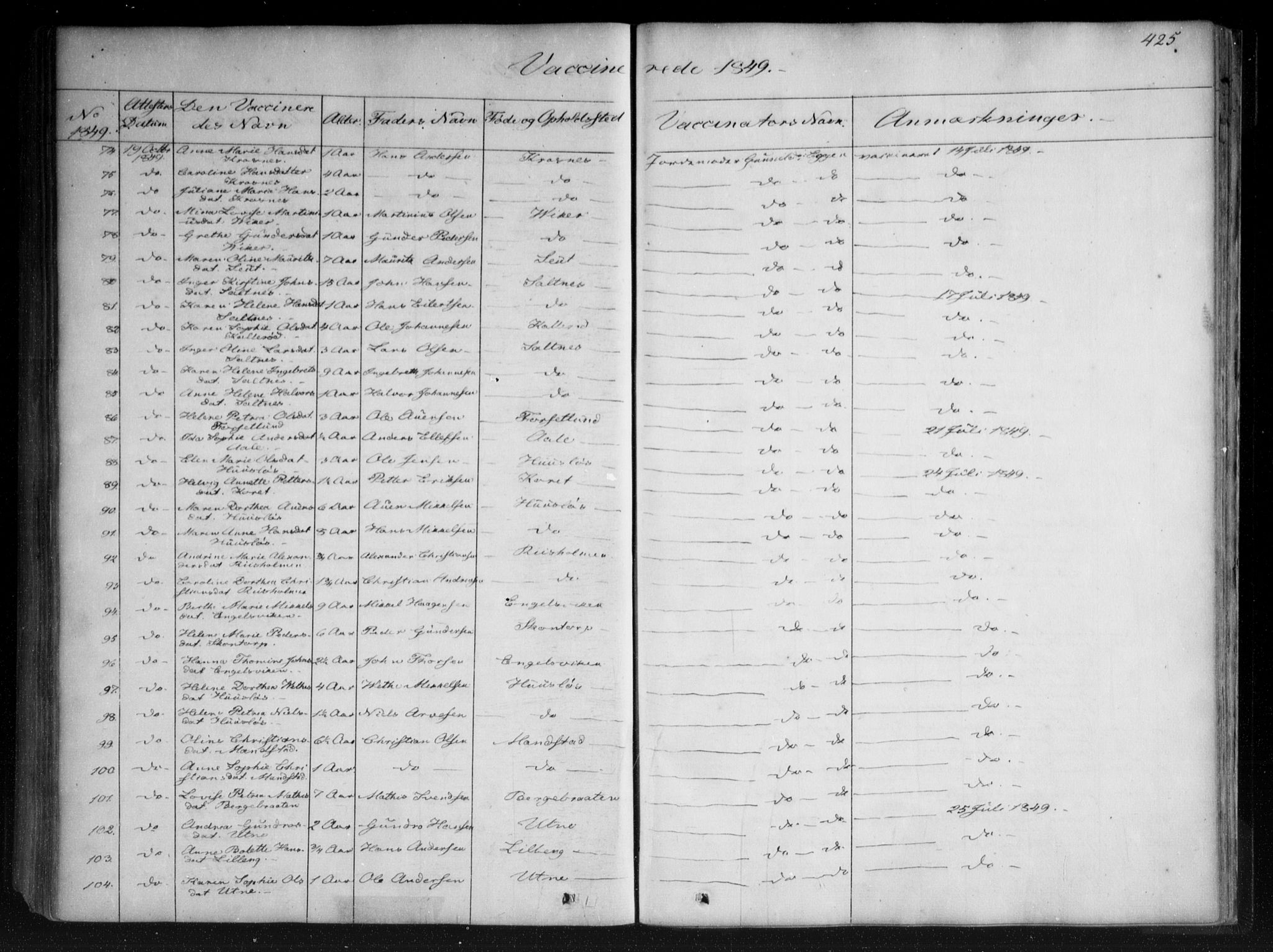 Onsøy prestekontor Kirkebøker, SAO/A-10914/F/Fa/L0003: Parish register (official) no. I 3, 1841-1860, p. 425