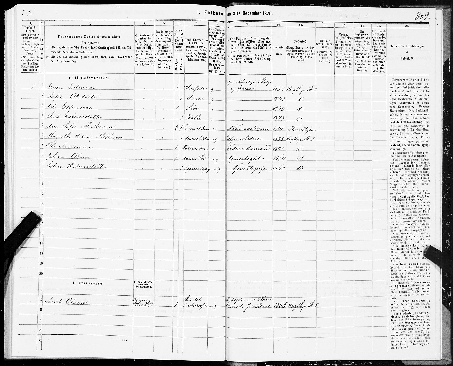 SAT, 1875 census for 1648P Støren, 1875, p. 5309