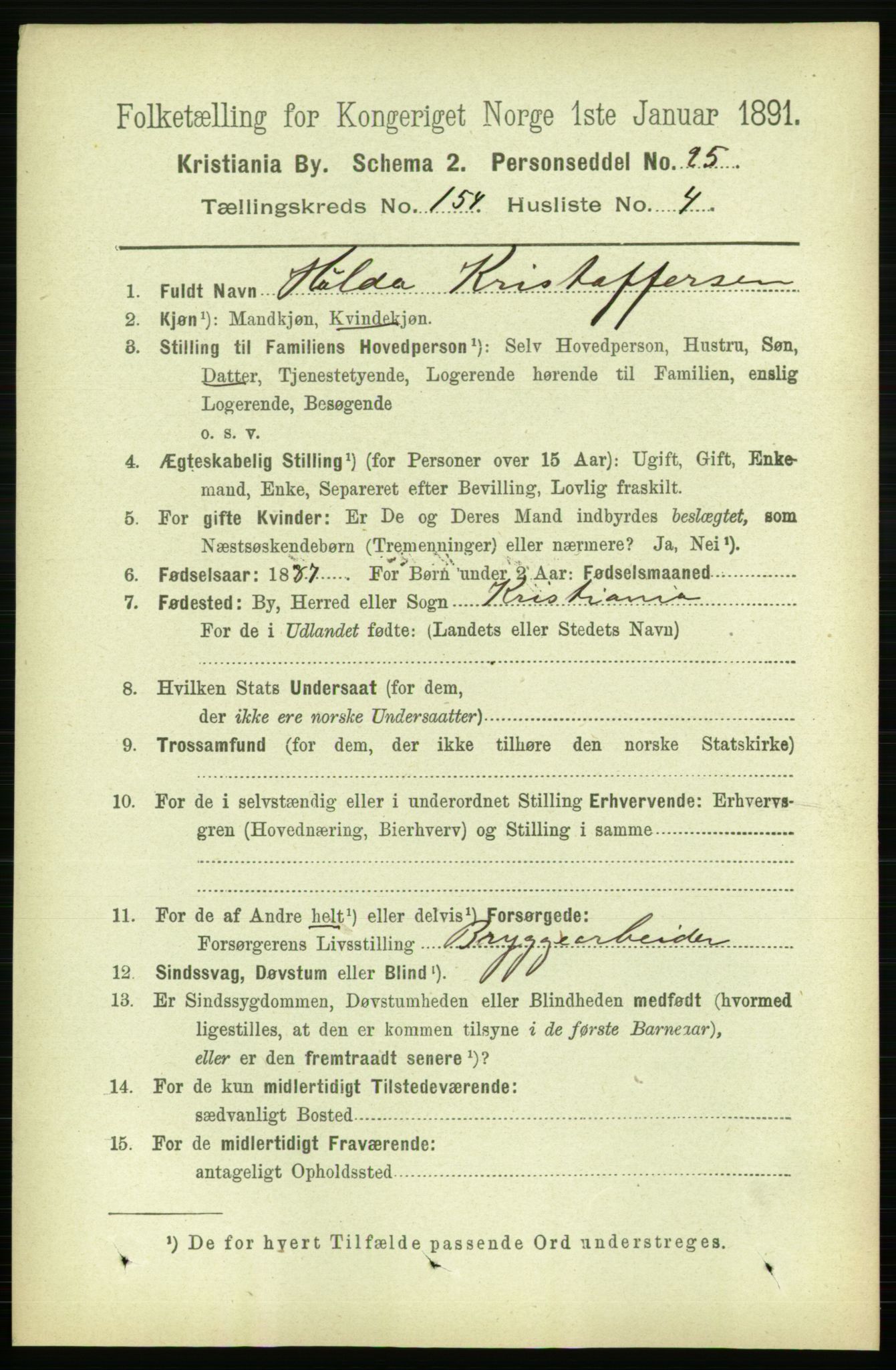 RA, 1891 census for 0301 Kristiania, 1891, p. 87522