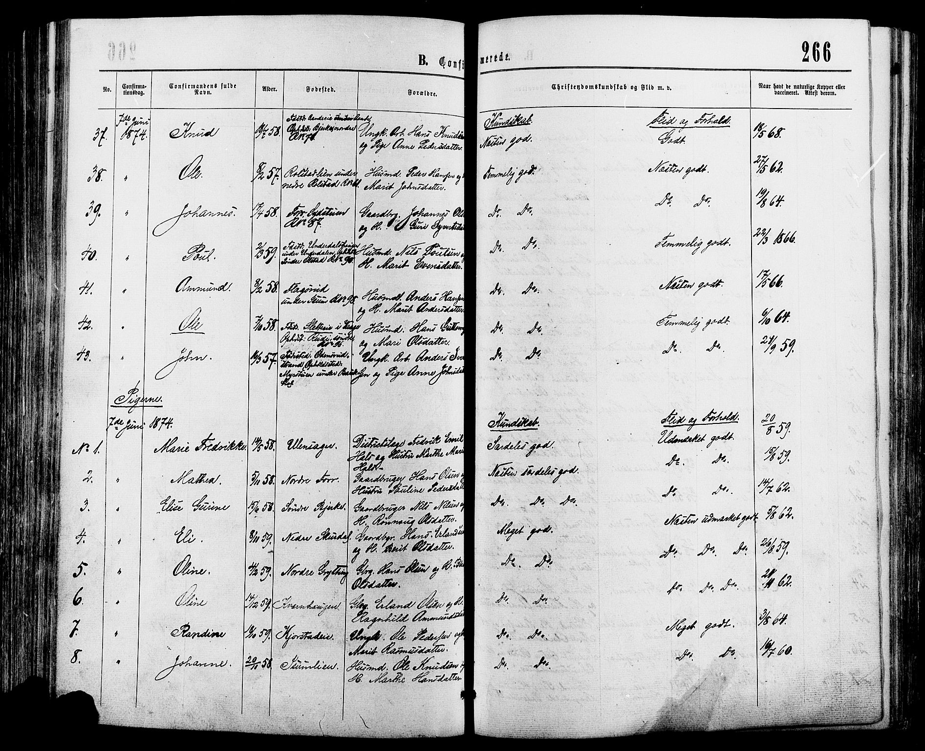 Sør-Fron prestekontor, SAH/PREST-010/H/Ha/Haa/L0002: Parish register (official) no. 2, 1864-1880, p. 266