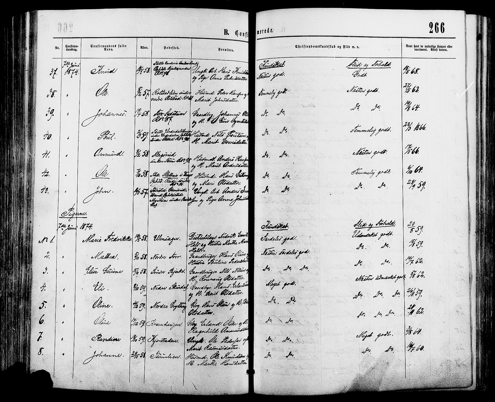 Sør-Fron prestekontor, AV/SAH-PREST-010/H/Ha/Haa/L0002: Parish register (official) no. 2, 1864-1880, p. 266