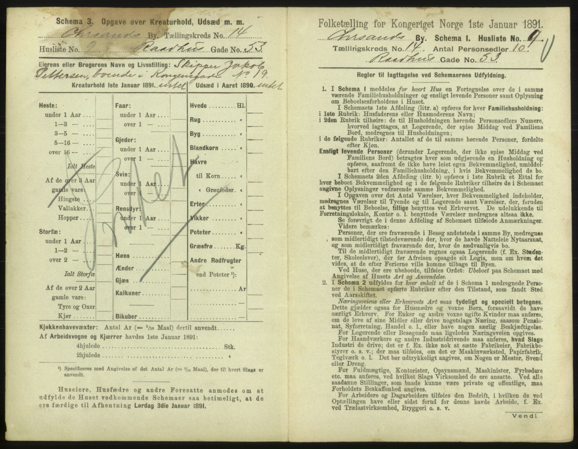 RA, 1891 census for 1001 Kristiansand, 1891, p. 904