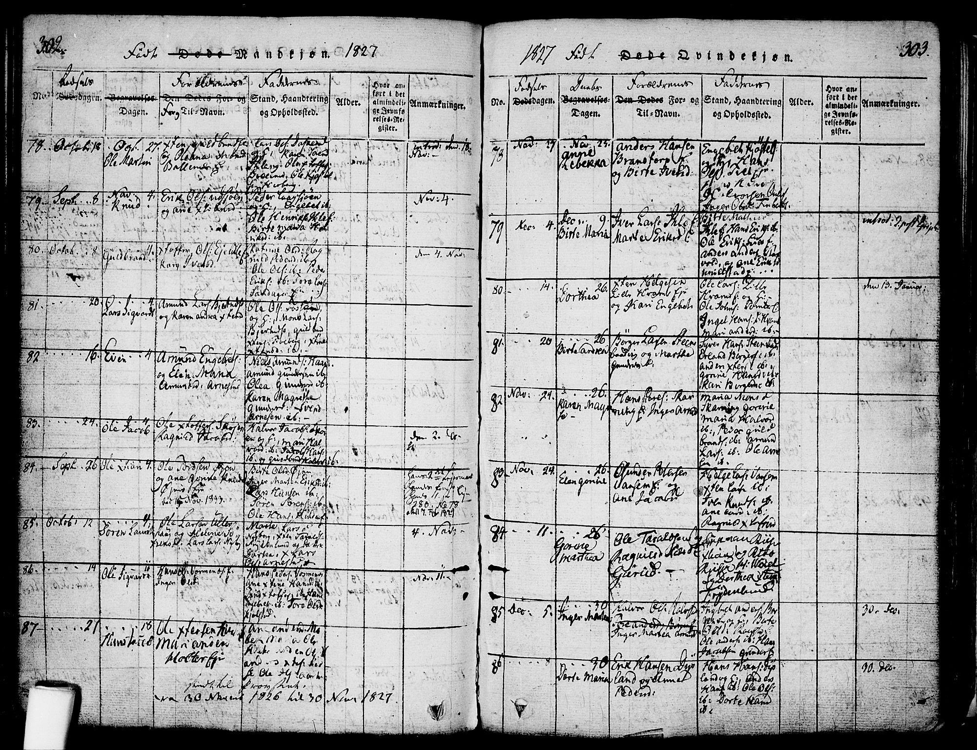 Nes prestekontor Kirkebøker, AV/SAO-A-10410/F/Fa/L0005: Parish register (official) no. I 5, 1815-1835, p. 302-303