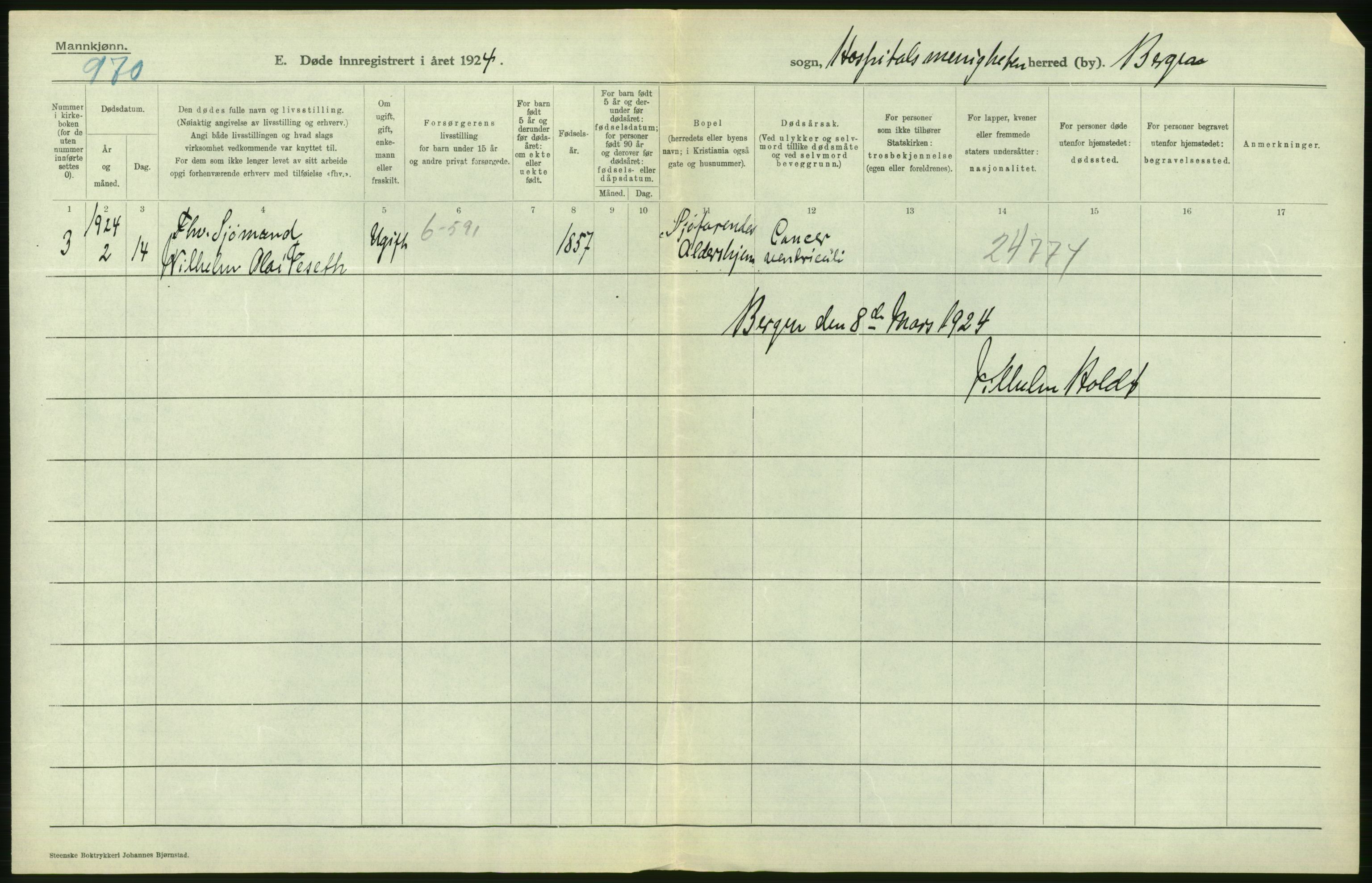 Statistisk sentralbyrå, Sosiodemografiske emner, Befolkning, AV/RA-S-2228/D/Df/Dfc/Dfcd/L0028: Bergen: Gifte, døde., 1924, p. 340