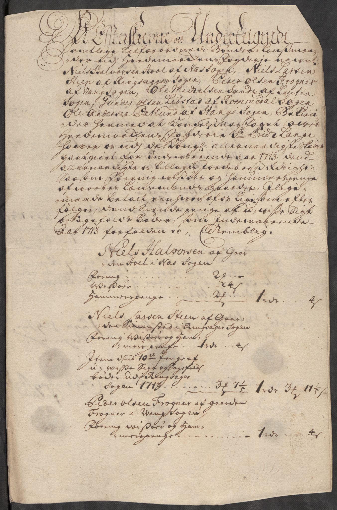 Rentekammeret inntil 1814, Reviderte regnskaper, Fogderegnskap, AV/RA-EA-4092/R16/L1050: Fogderegnskap Hedmark, 1713, p. 393