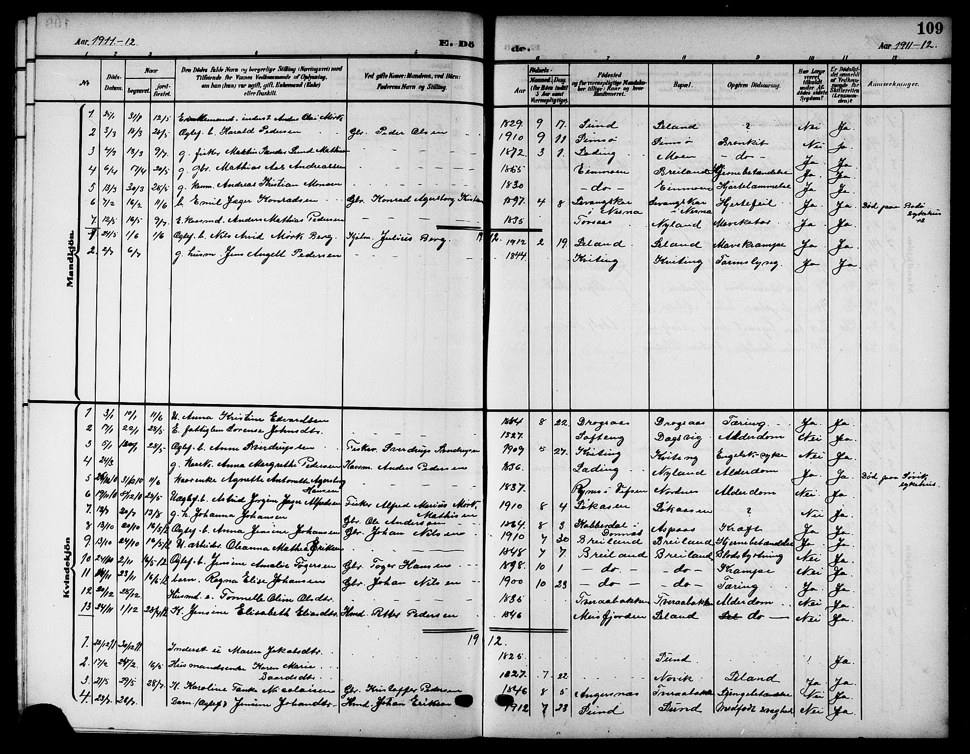 Ministerialprotokoller, klokkerbøker og fødselsregistre - Nordland, SAT/A-1459/832/L0494: Parish register (copy) no. 832C01, 1906-1922, p. 109