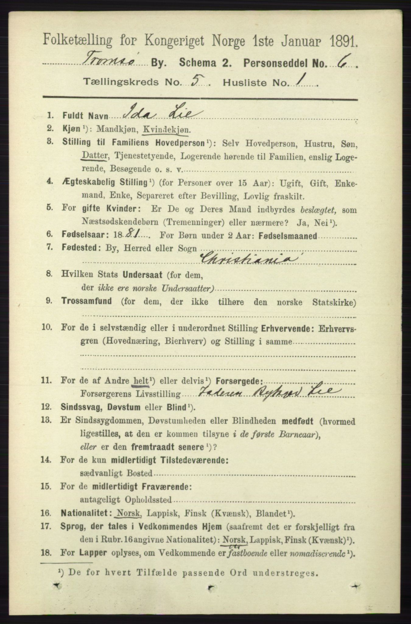 RA, 1891 census for 1902 Tromsø, 1891, p. 4856