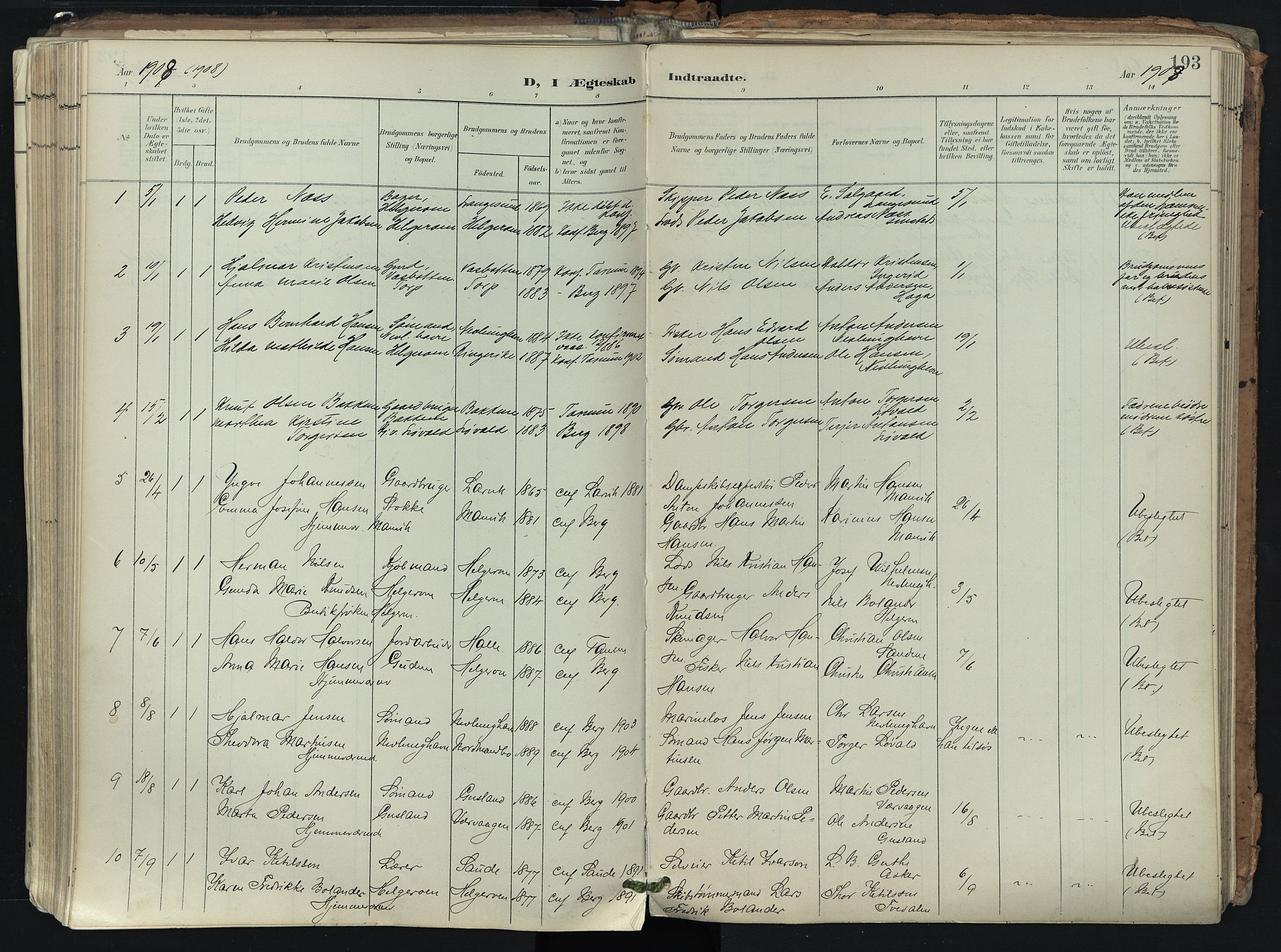 Brunlanes kirkebøker, SAKO/A-342/F/Fb/L0003: Parish register (official) no. II 3, 1900-1922, p. 193