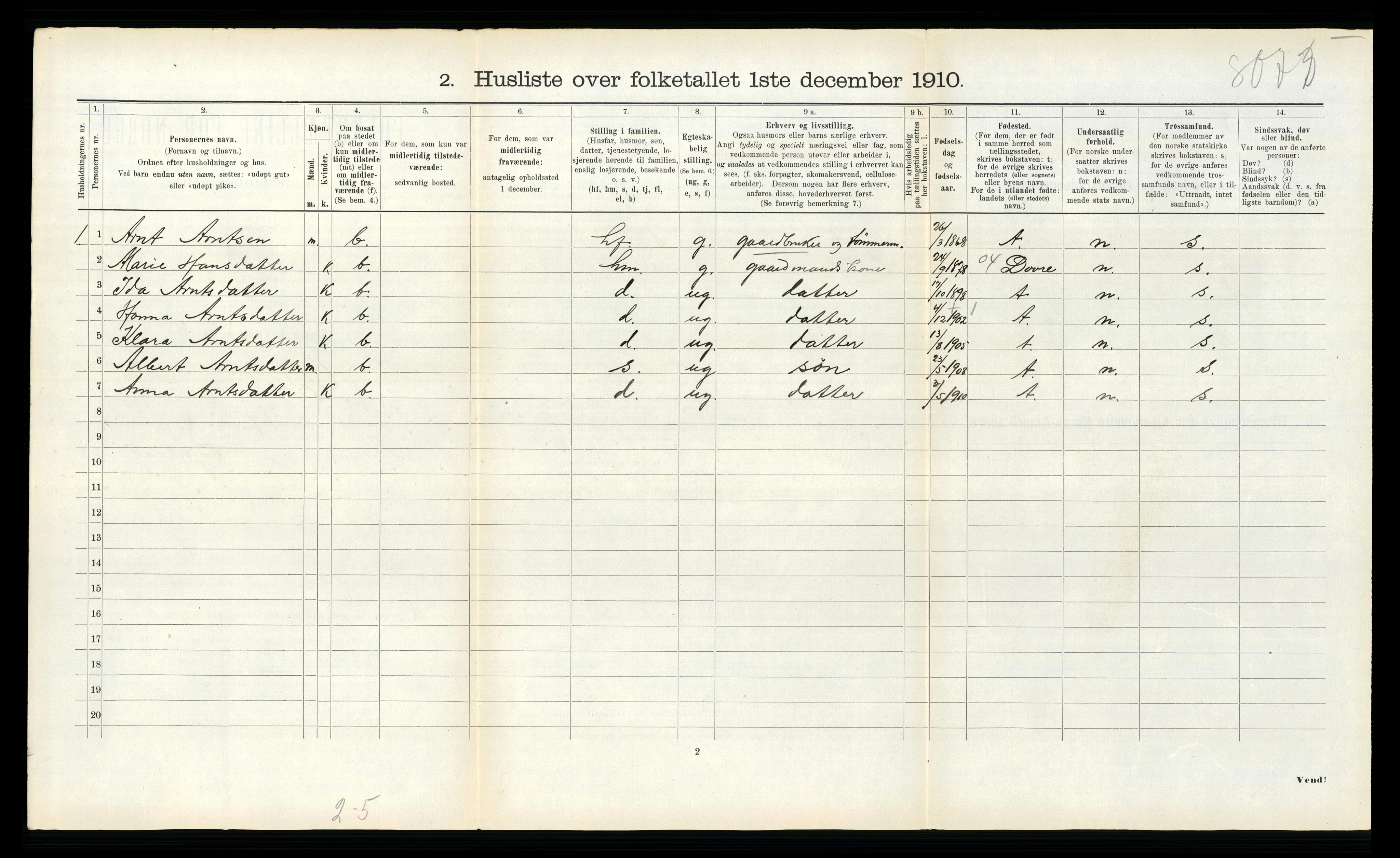 RA, 1910 census for Oppdal, 1910, p. 568