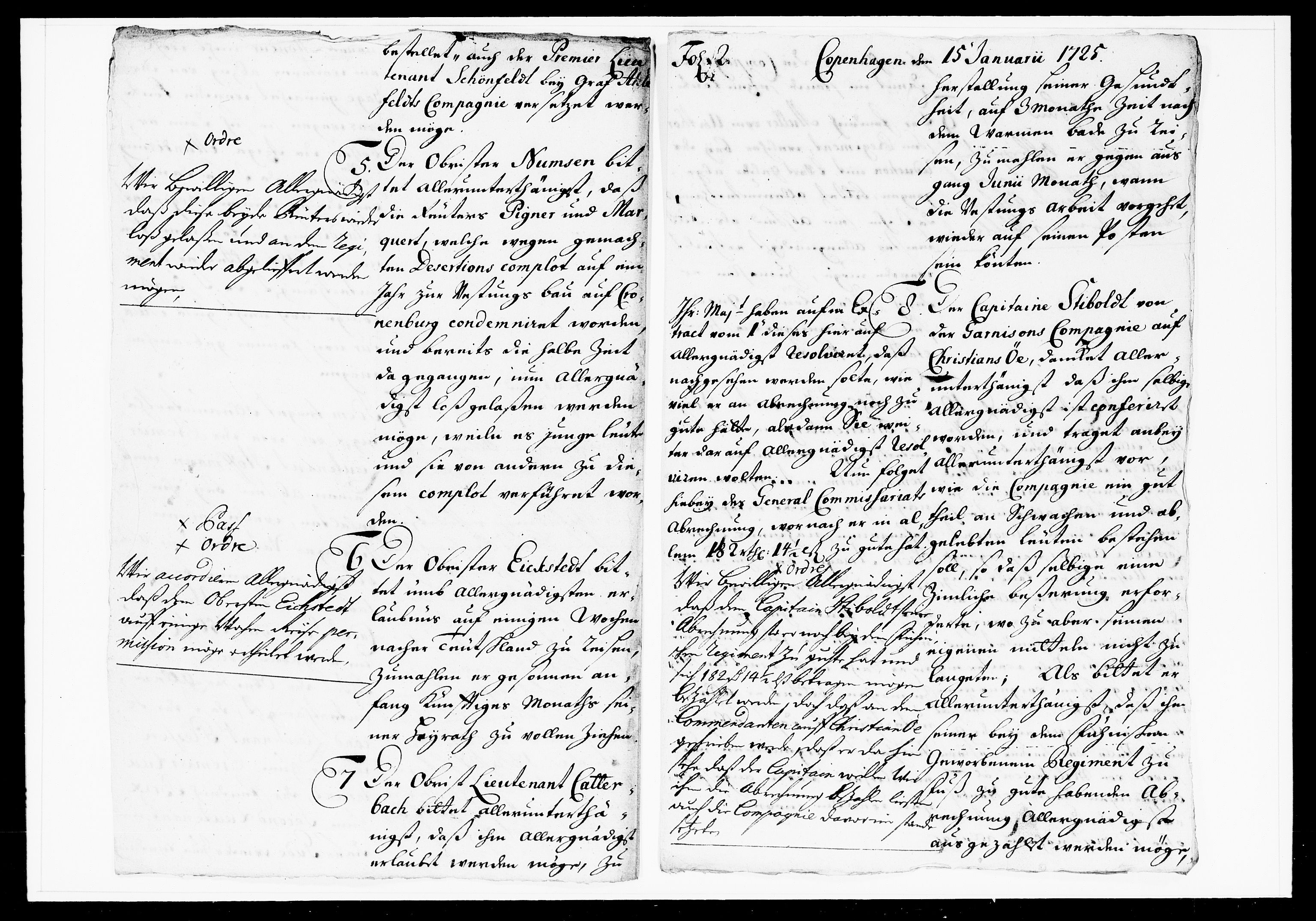 Krigskollegiet, Krigskancelliet, DRA/A-0006/-/1075-1077: Refererede sager, 1725, p. 13