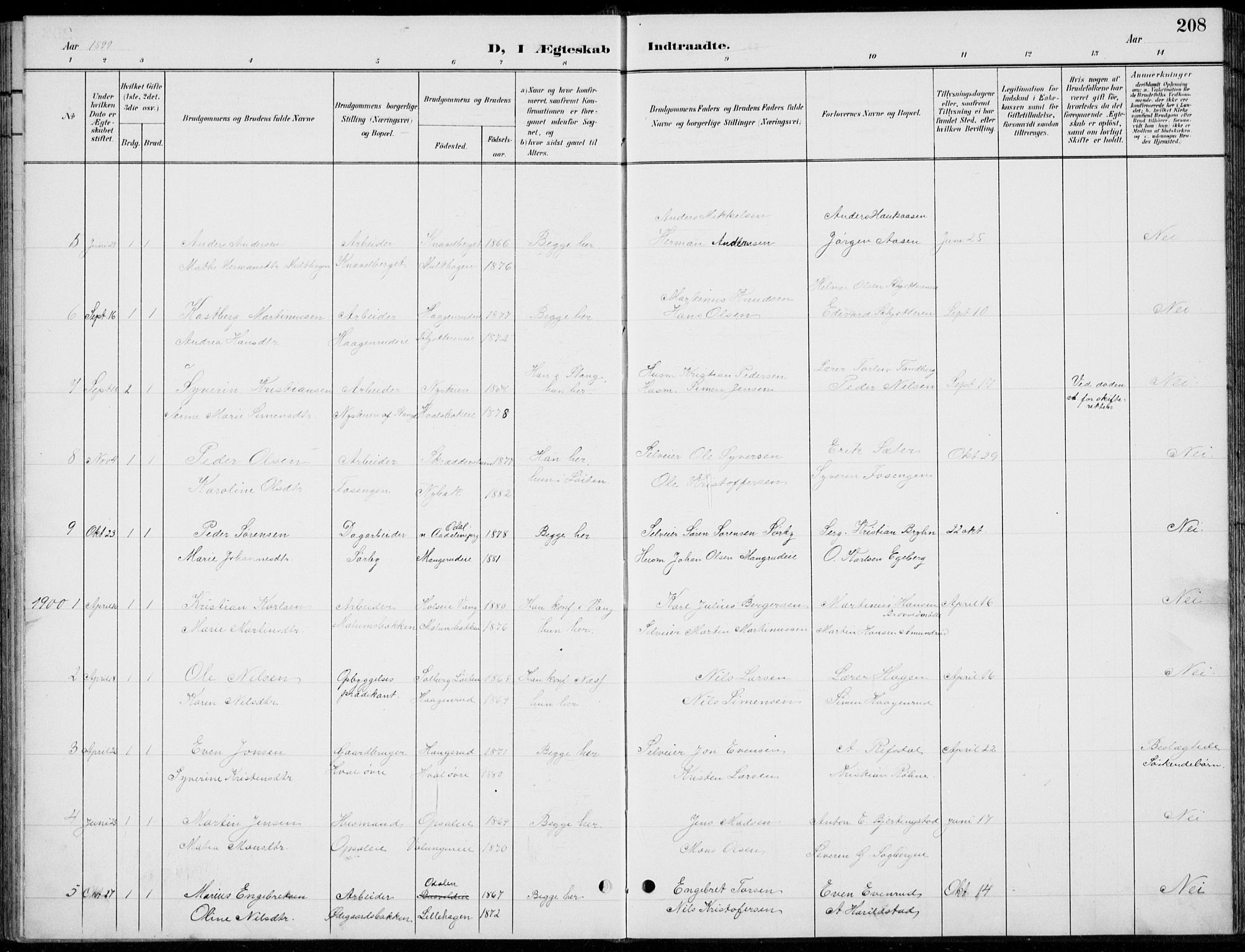 Romedal prestekontor, AV/SAH-PREST-004/L/L0013: Parish register (copy) no. 13, 1896-1937, p. 208