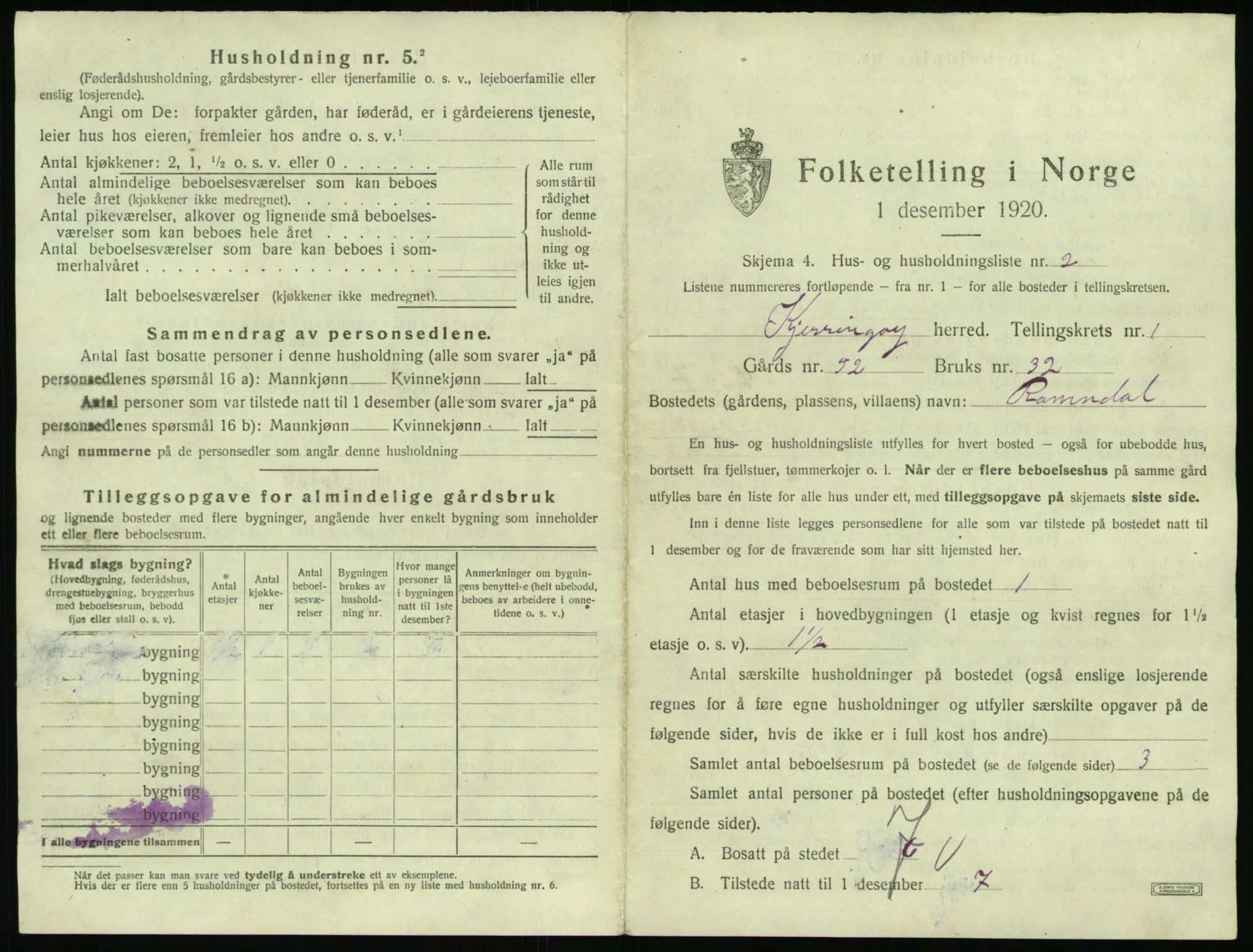 SAT, 1920 census for Kjerringøy, 1920, p. 25