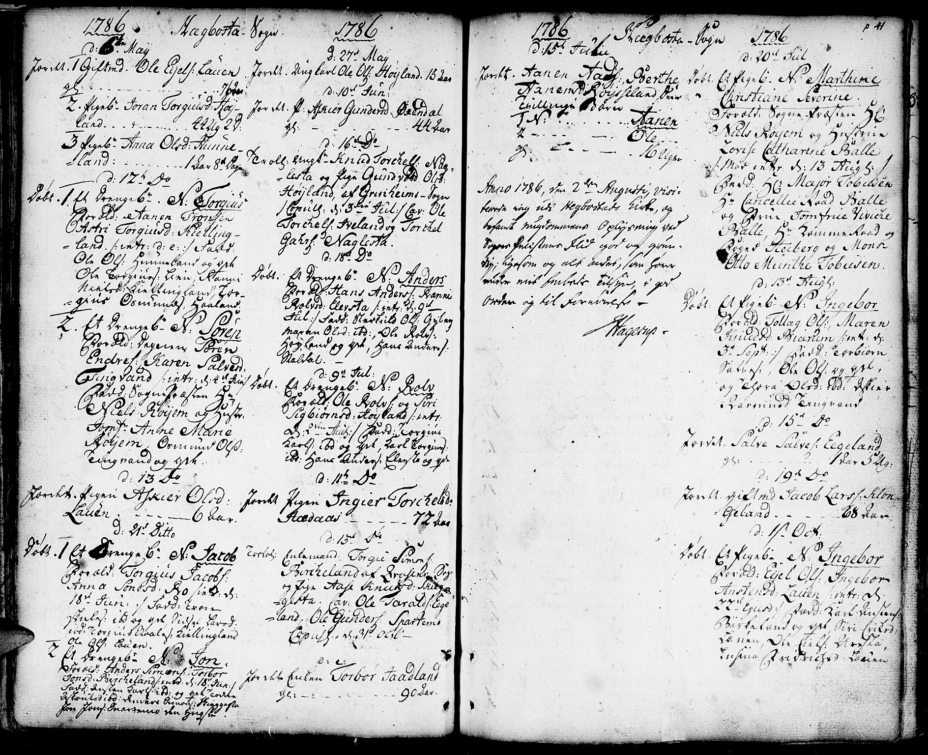 Hægebostad sokneprestkontor, AV/SAK-1111-0024/F/Fa/Faa/L0001: Parish register (official) no. A 1 /1, 1760-1820, p. 41