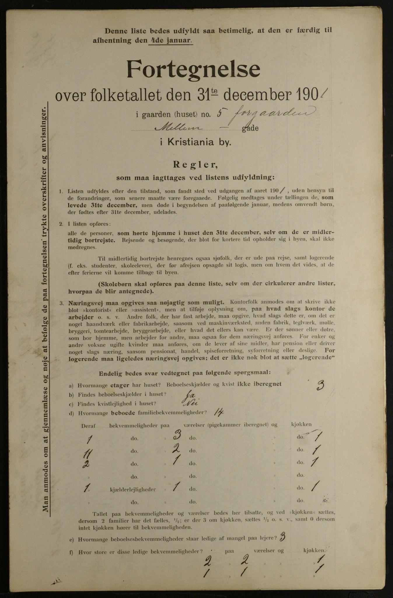 OBA, Municipal Census 1901 for Kristiania, 1901, p. 10016