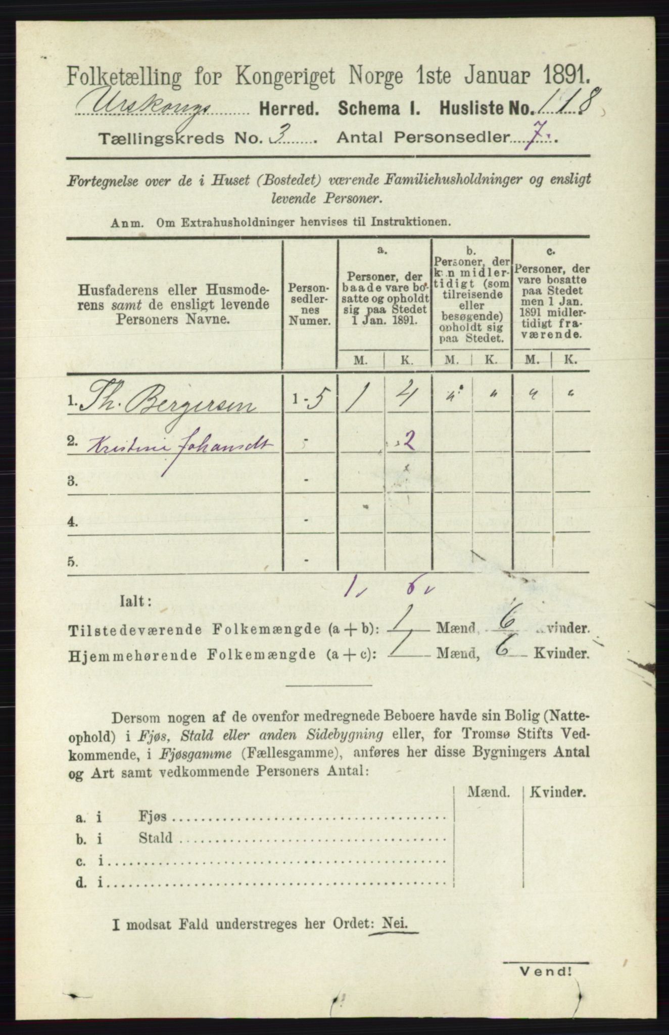 RA, 1891 census for 0224 Aurskog, 1891, p. 475