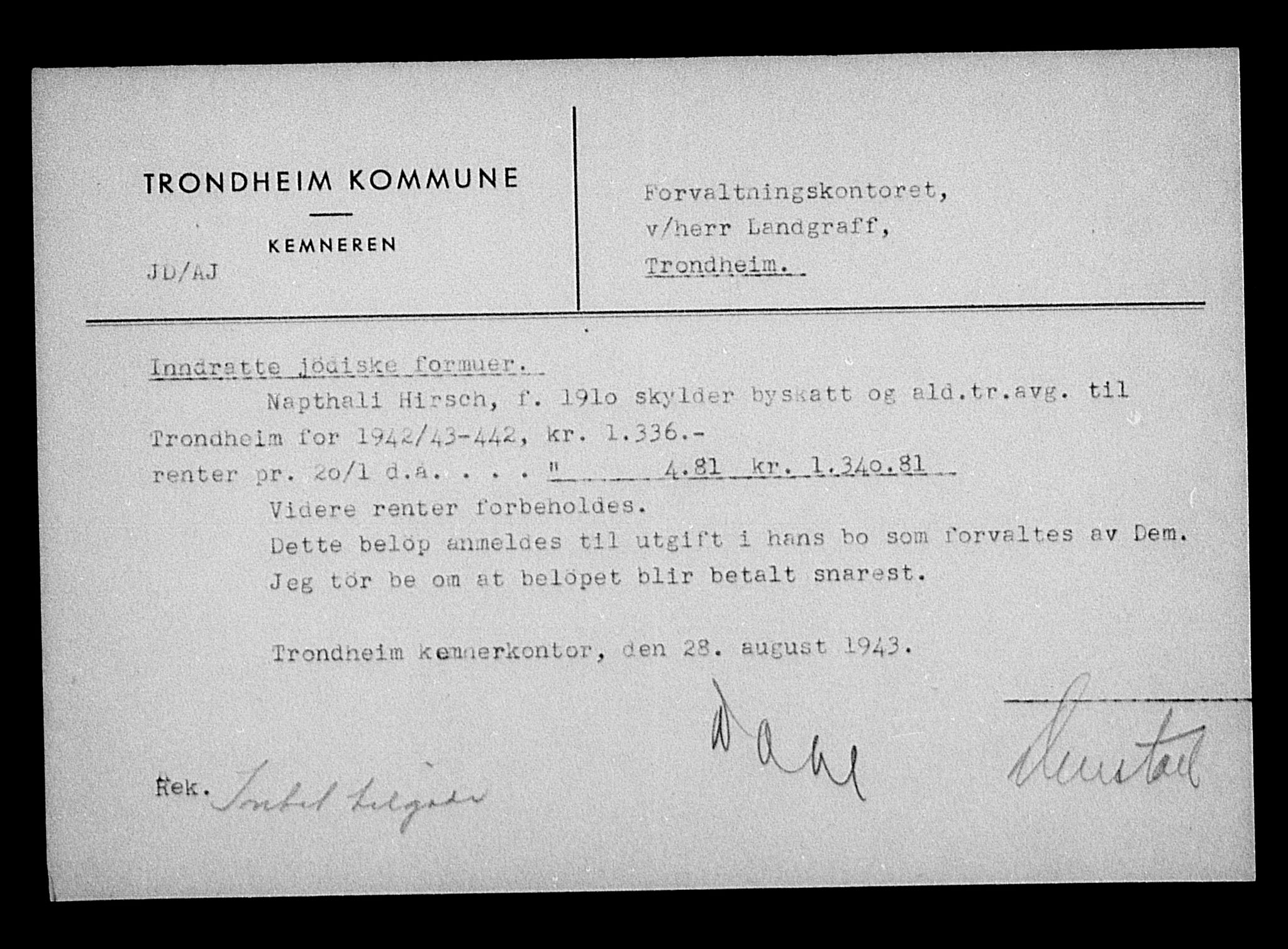 Justisdepartementet, Tilbakeføringskontoret for inndratte formuer, RA/S-1564/H/Hc/Hca/L0896: --, 1945-1947, p. 291