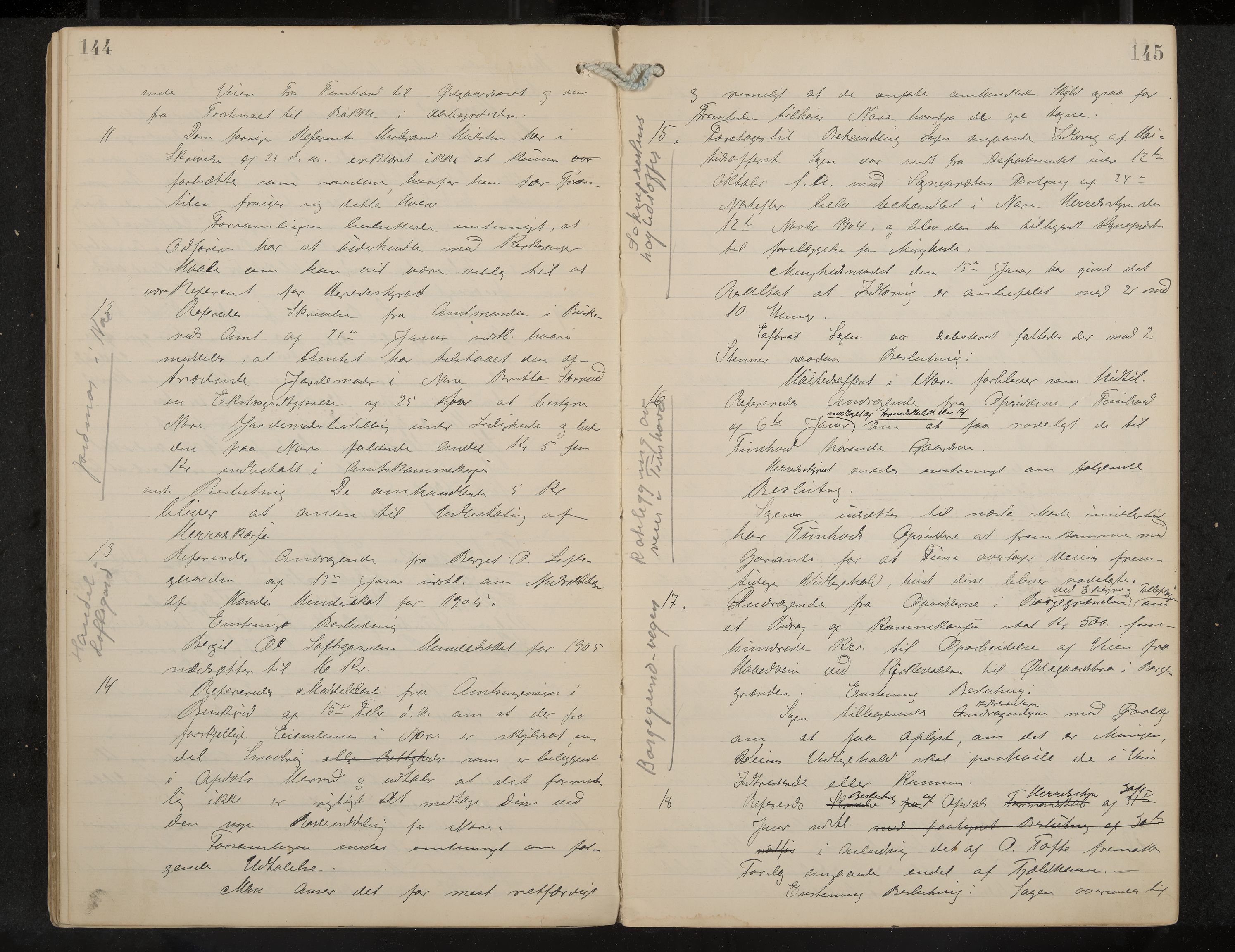 Nore formannskap og sentraladministrasjon, IKAK/0633021-2/A/Aa/L0001: Møtebok, 1901-1911, p. 144-145