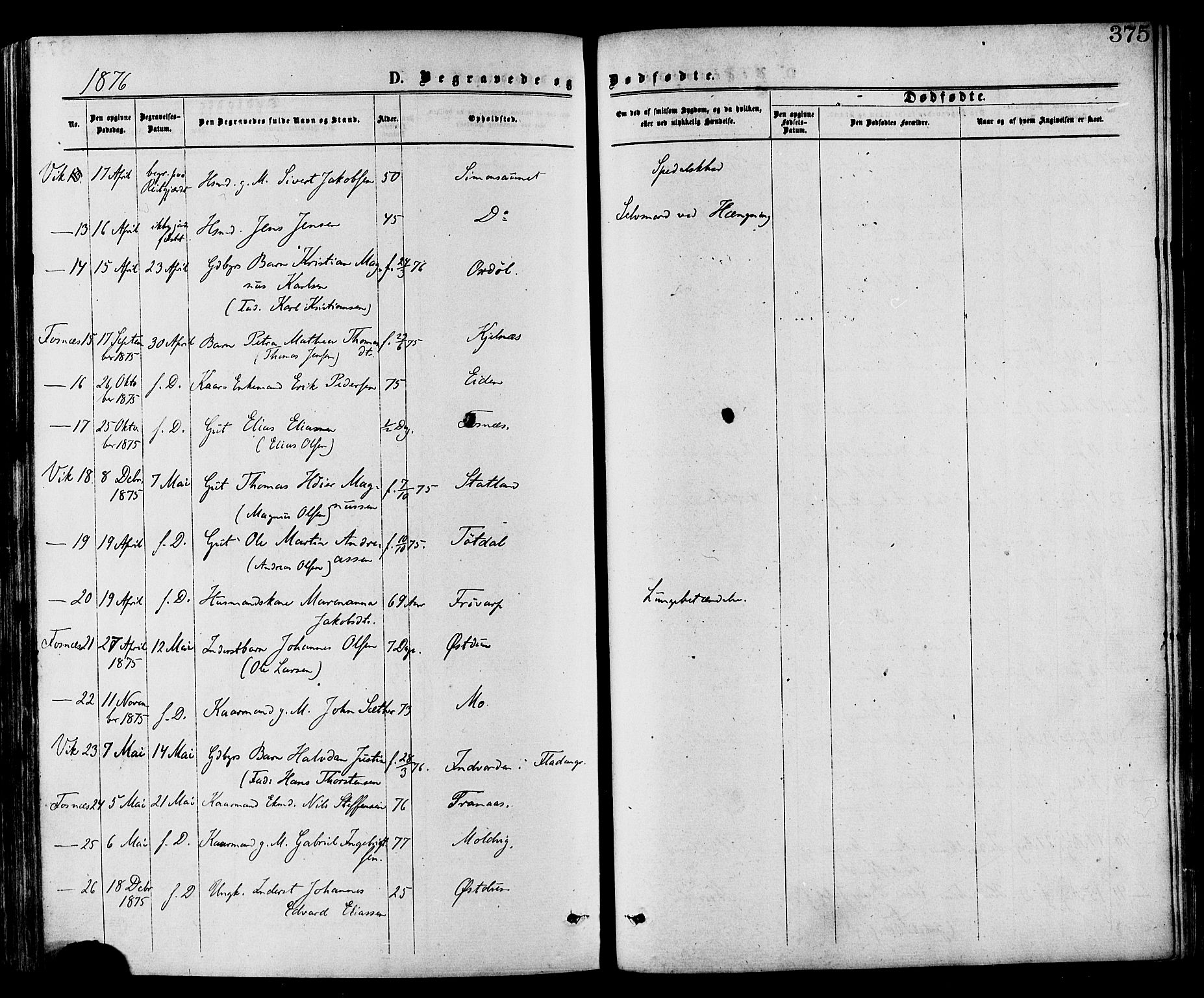 Ministerialprotokoller, klokkerbøker og fødselsregistre - Nord-Trøndelag, SAT/A-1458/773/L0616: Parish register (official) no. 773A07, 1870-1887, p. 375