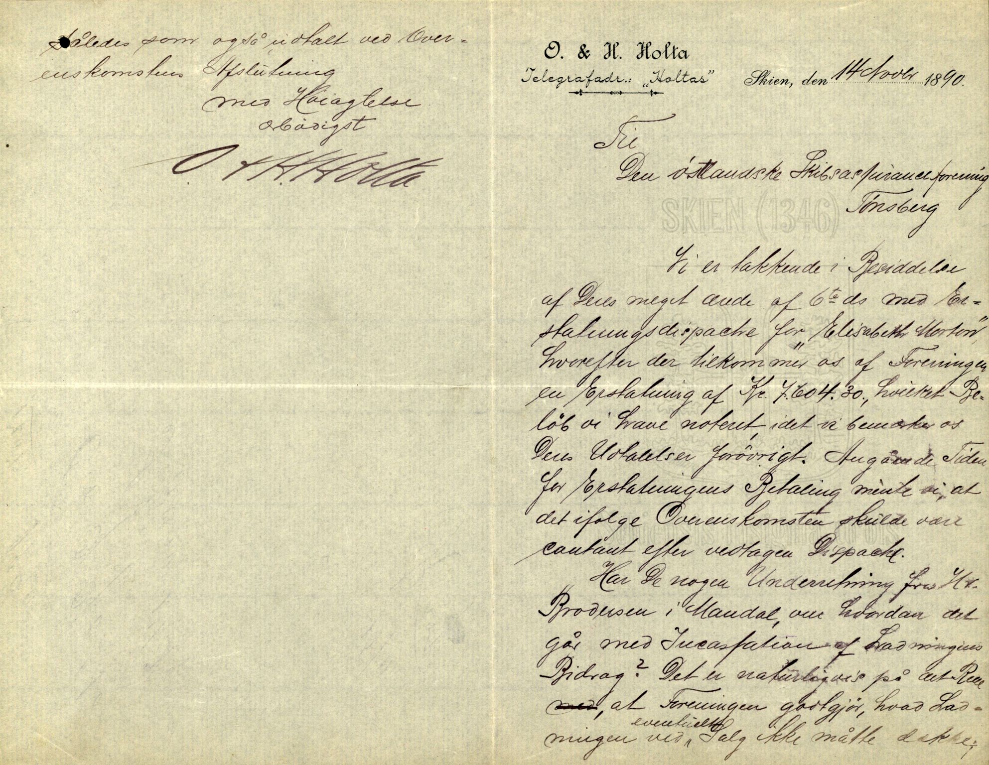 Pa 63 - Østlandske skibsassuranceforening, VEMU/A-1079/G/Ga/L0026/0002: Havaridokumenter / Dovre, Dictator, Ella, Elizabeth Morton, 1890, p. 185