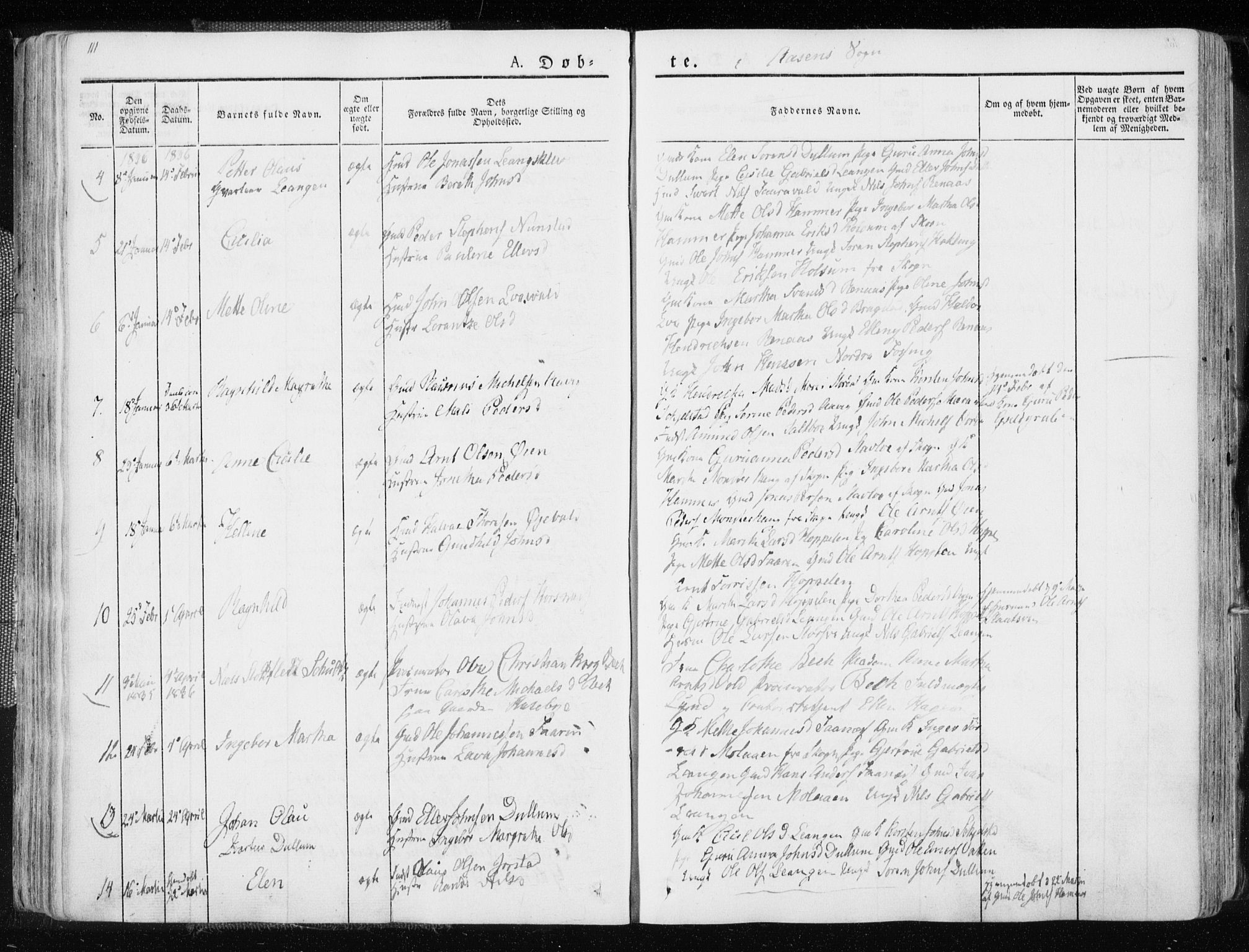 Ministerialprotokoller, klokkerbøker og fødselsregistre - Nord-Trøndelag, SAT/A-1458/713/L0114: Parish register (official) no. 713A05, 1827-1839, p. 111