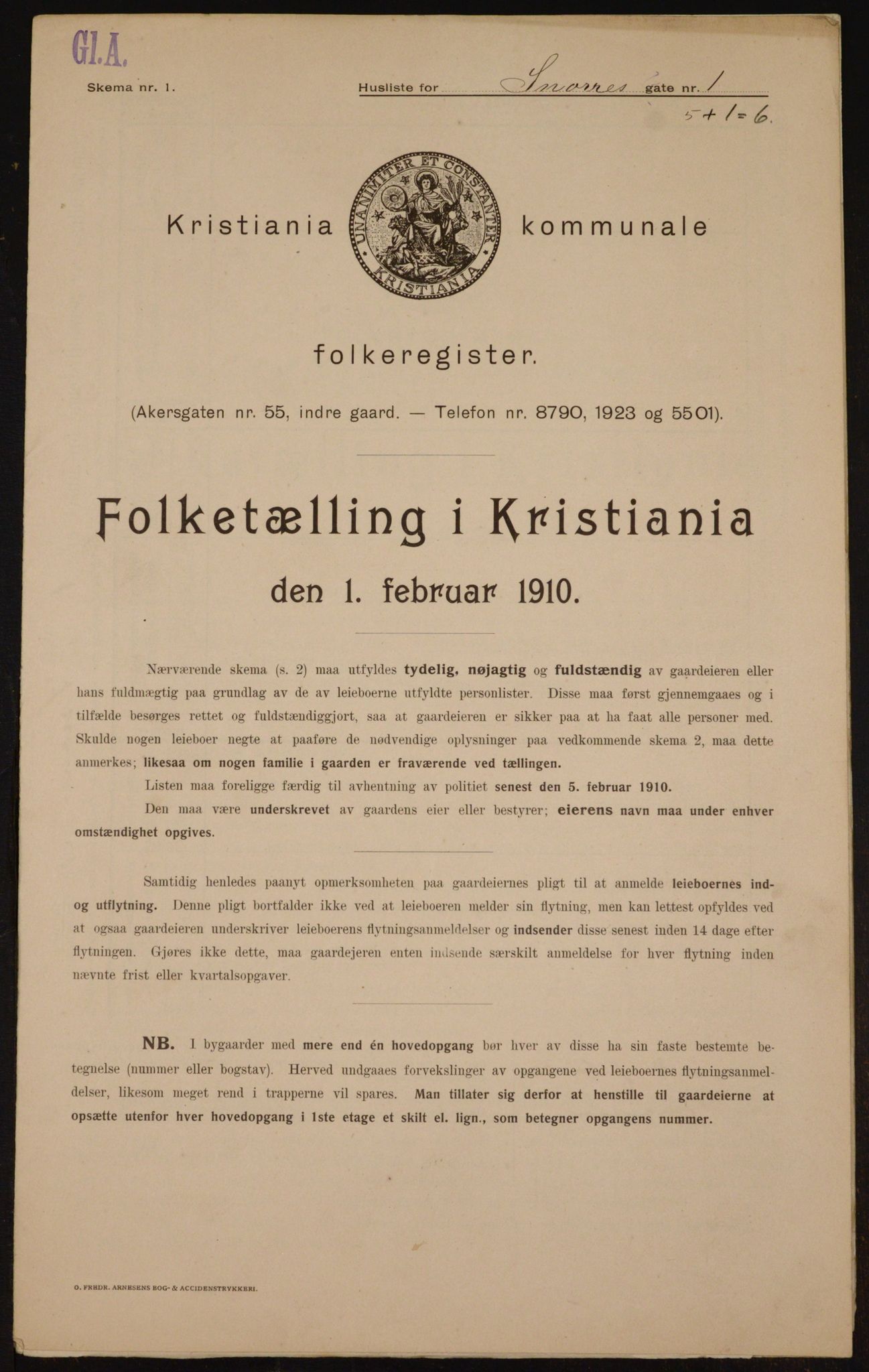 OBA, Municipal Census 1910 for Kristiania, 1910, p. 93497
