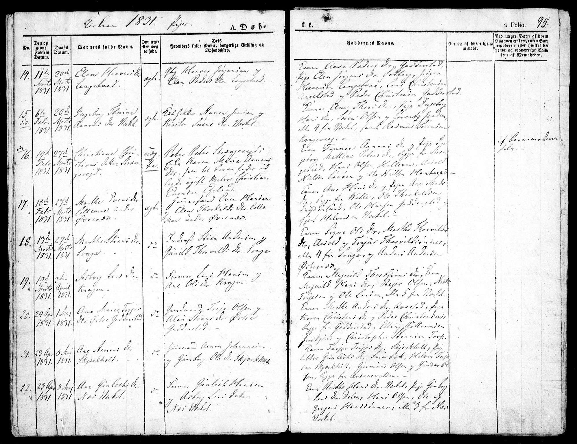 Holt sokneprestkontor, AV/SAK-1111-0021/F/Fa/L0006: Parish register (official) no. A 6, 1820-1835, p. 95